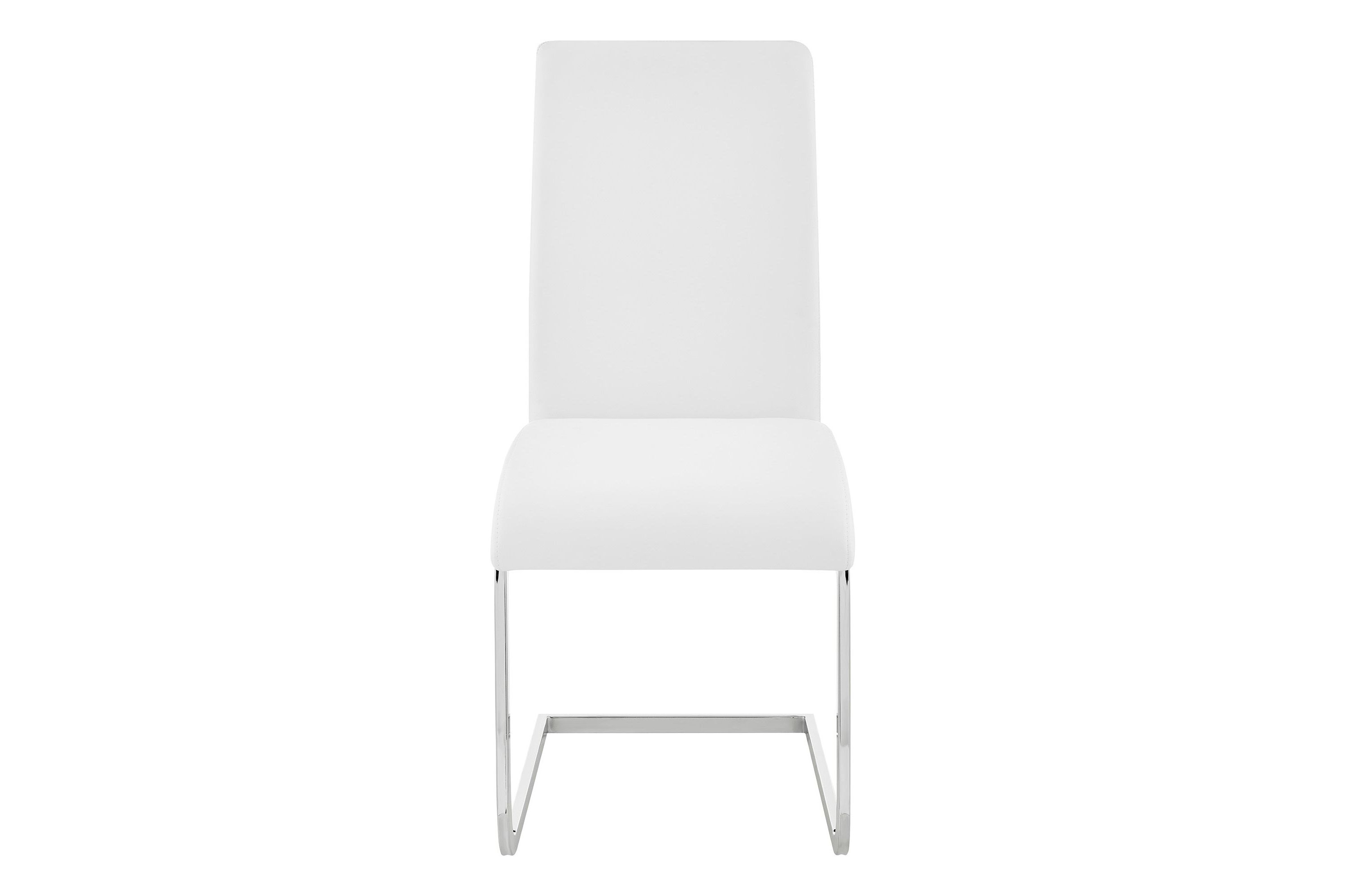 Amanda Contemporary Side Chair in White Faux Leather and Chrome Finish - Set of 2