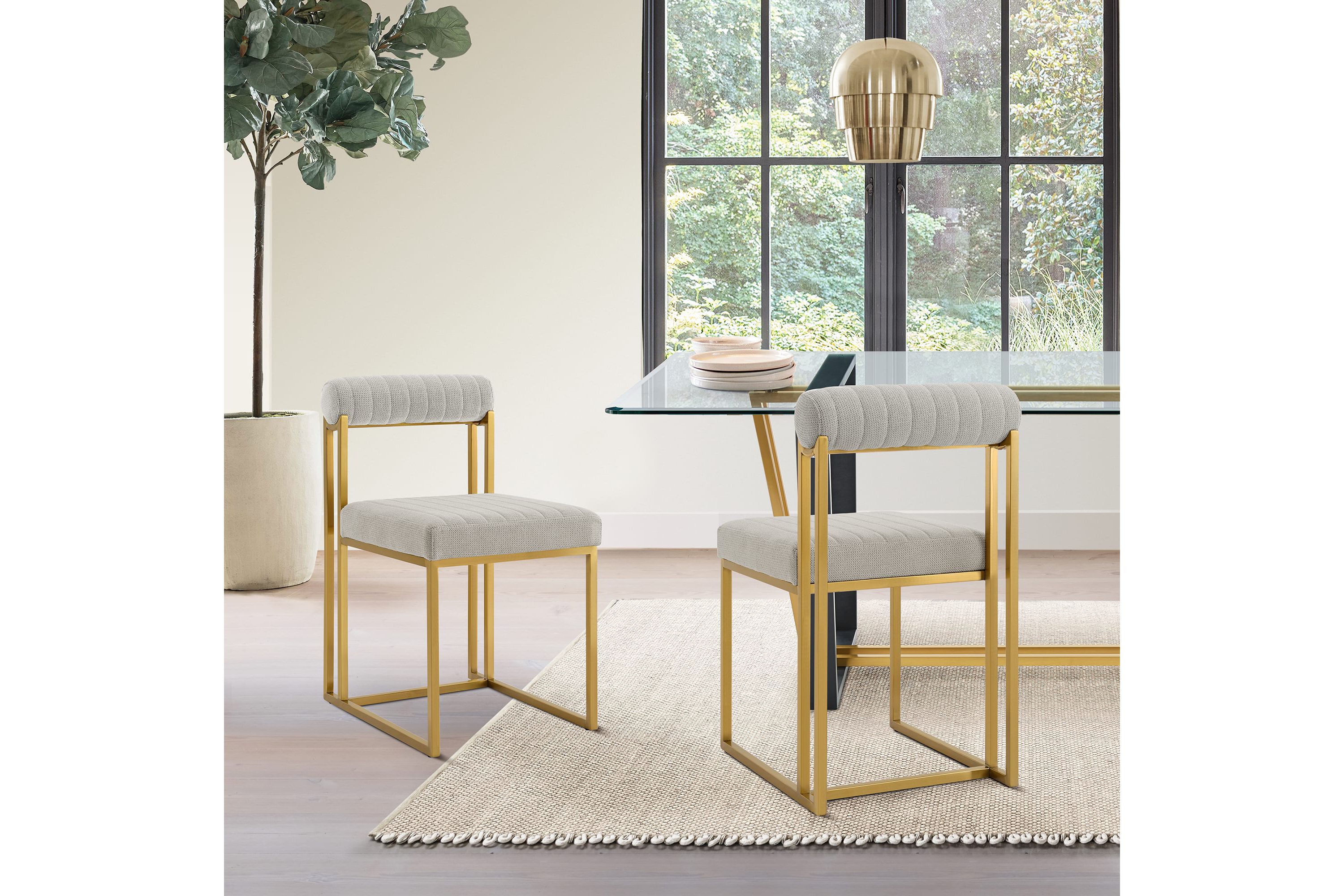 Anastasia Dining Chair  Taupe Fabric - Set of 2