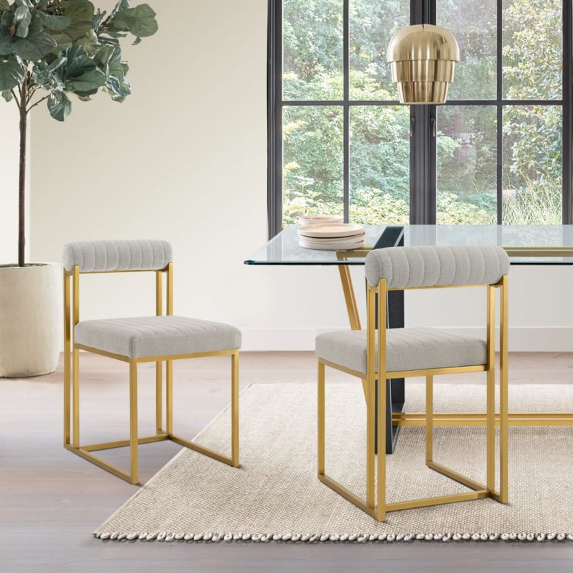 Anastasia Dining Chair  Taupe Fabric - Set of 2