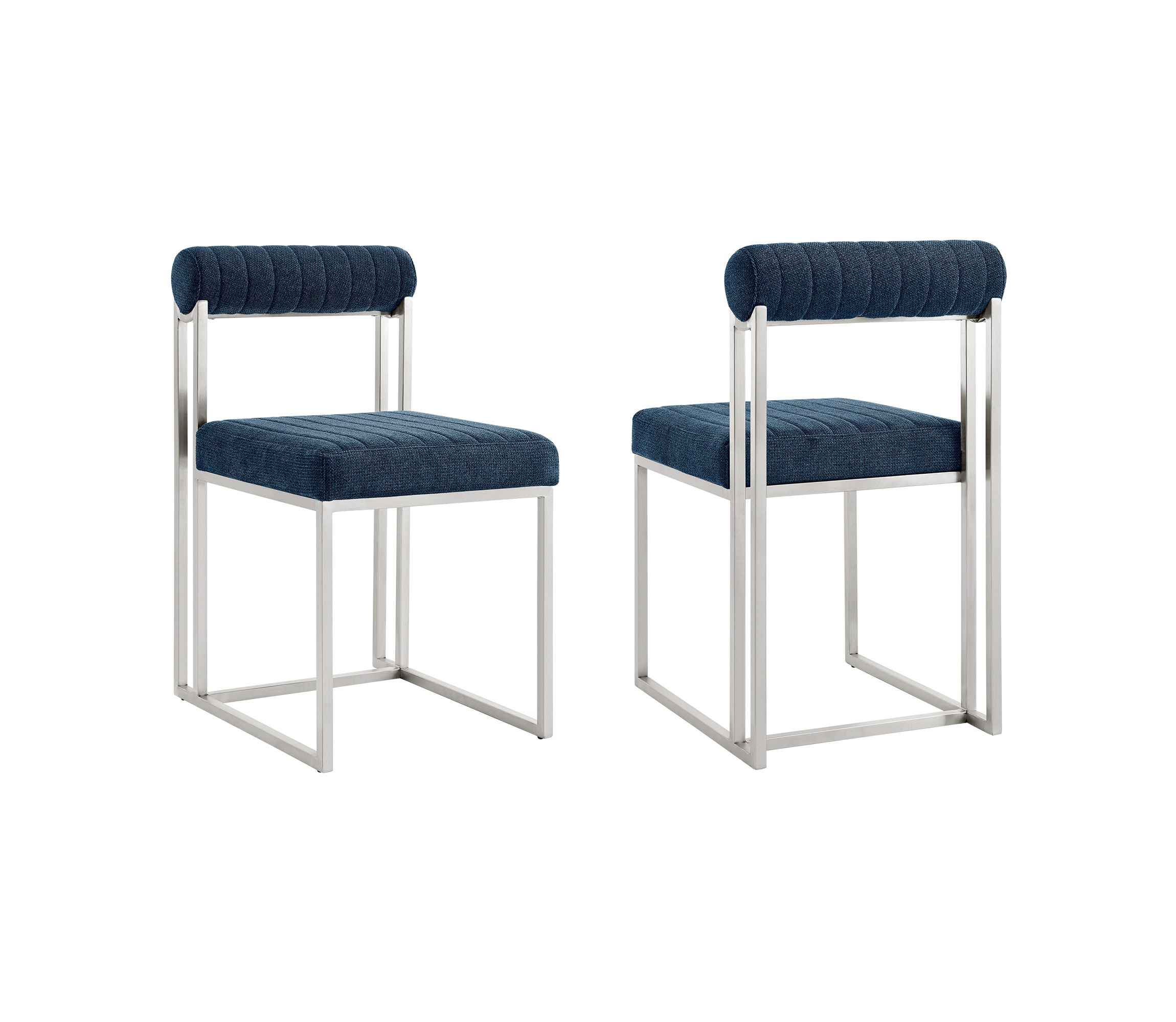 Anastasia Dining Chair  Blue Fabric - Set of 2