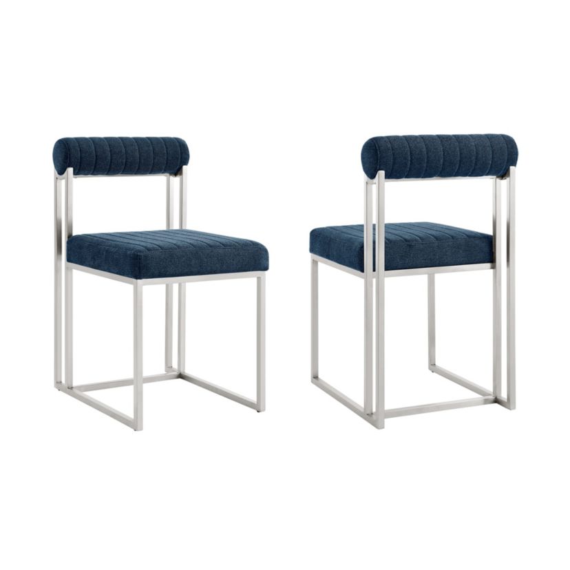 Anastasia Dining Chair  Blue Fabric - Set of 2