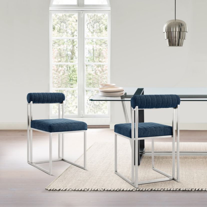 Anastasia Dining Chair  Blue Fabric - Set of 2