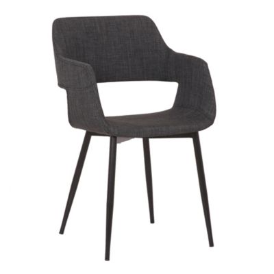 Armen Living Ariana Mid-Century Charcoal Open Back Dining Accent Chair, Gray
