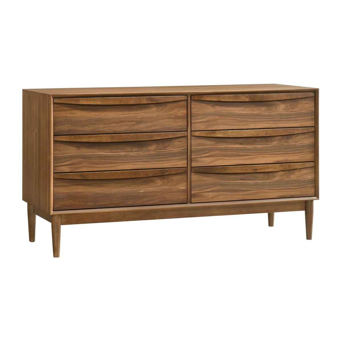 Artemio 6 Drawer Wood Dresser in Walnut Finish