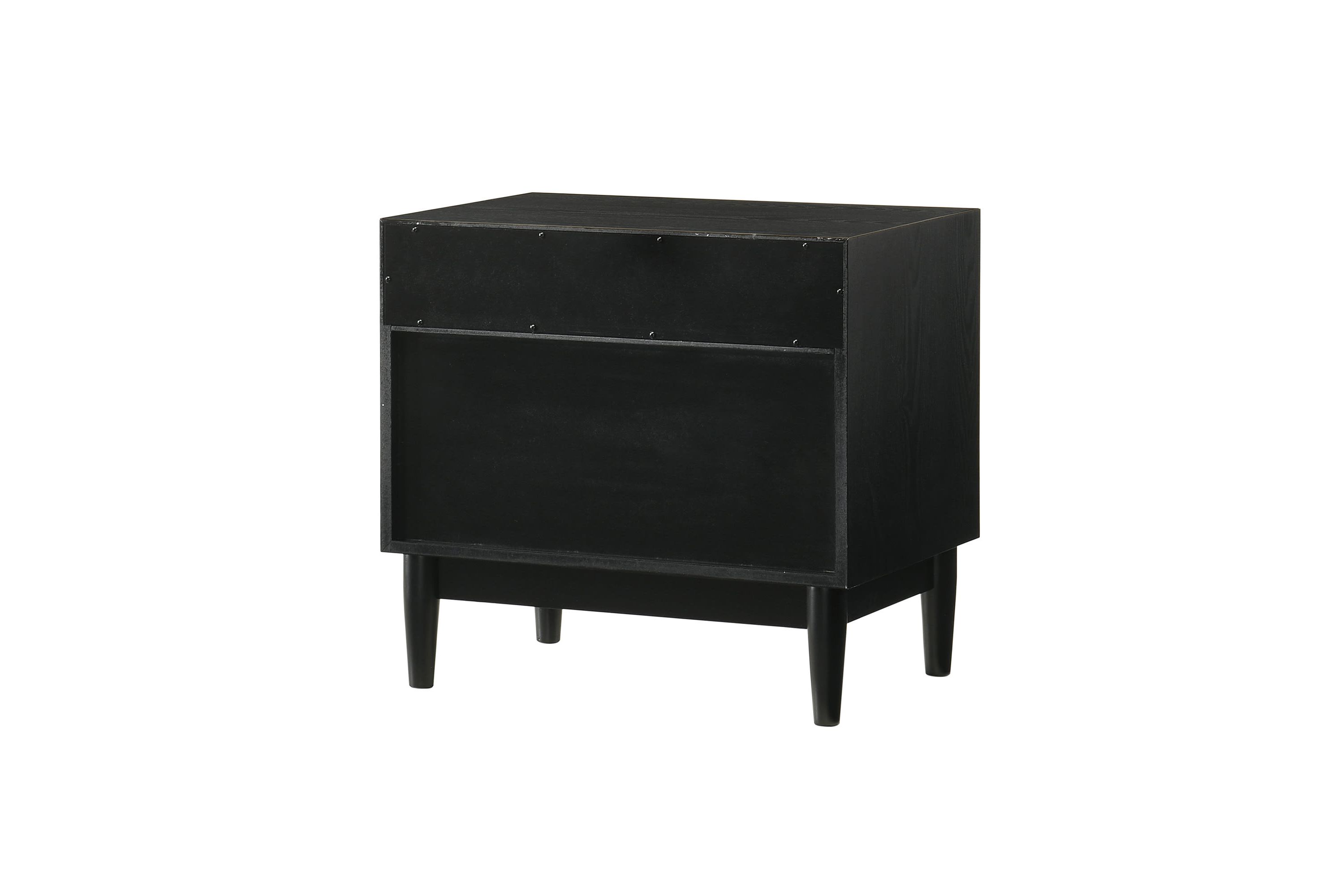 Artemio 2 Drawer Wood Nightstand with Shelf in Black Finish