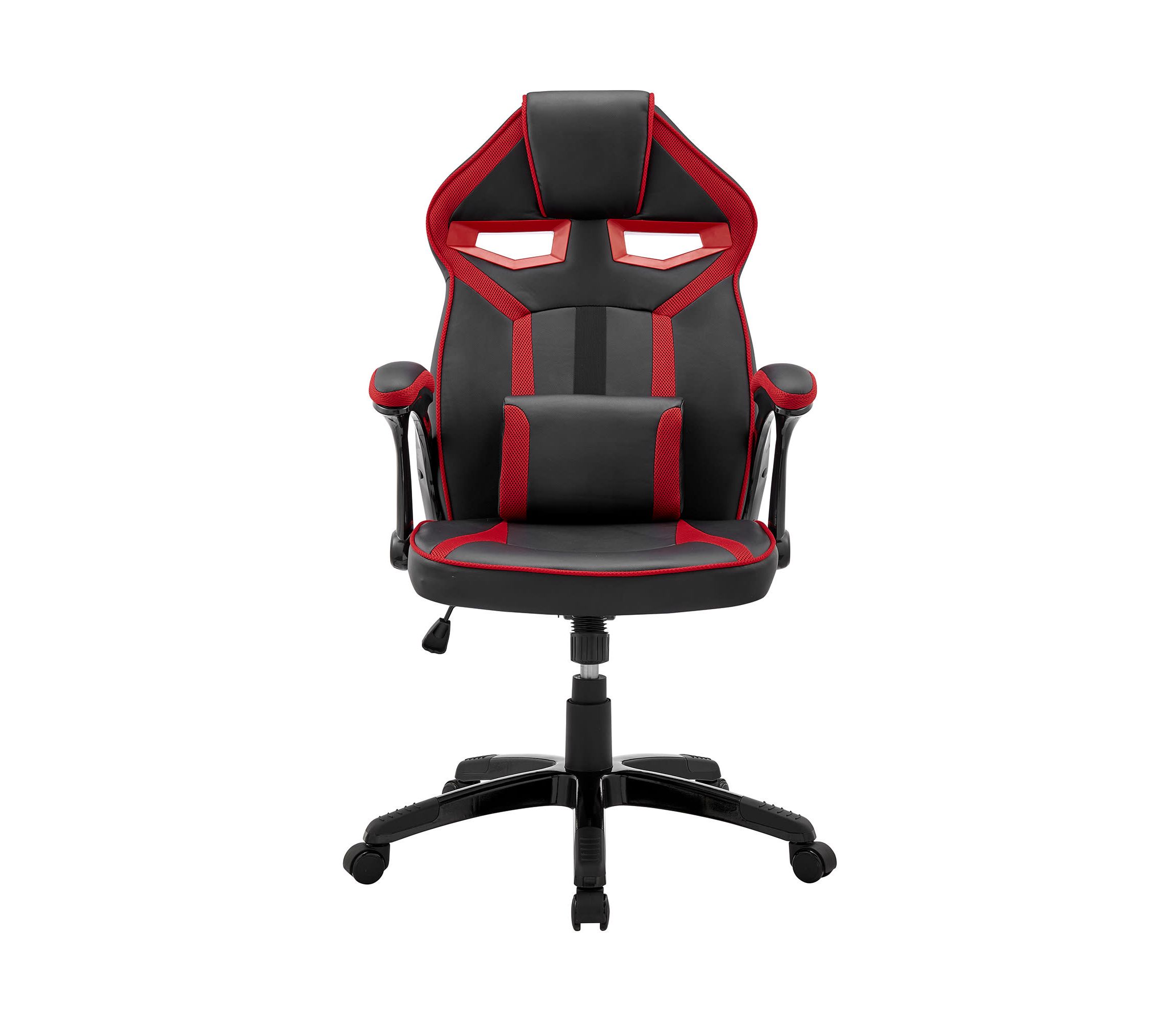 Aspect Adjustable Racing Gaming Chair in Black Faux Leather and Red Mesh with Lumbar Support Pillow