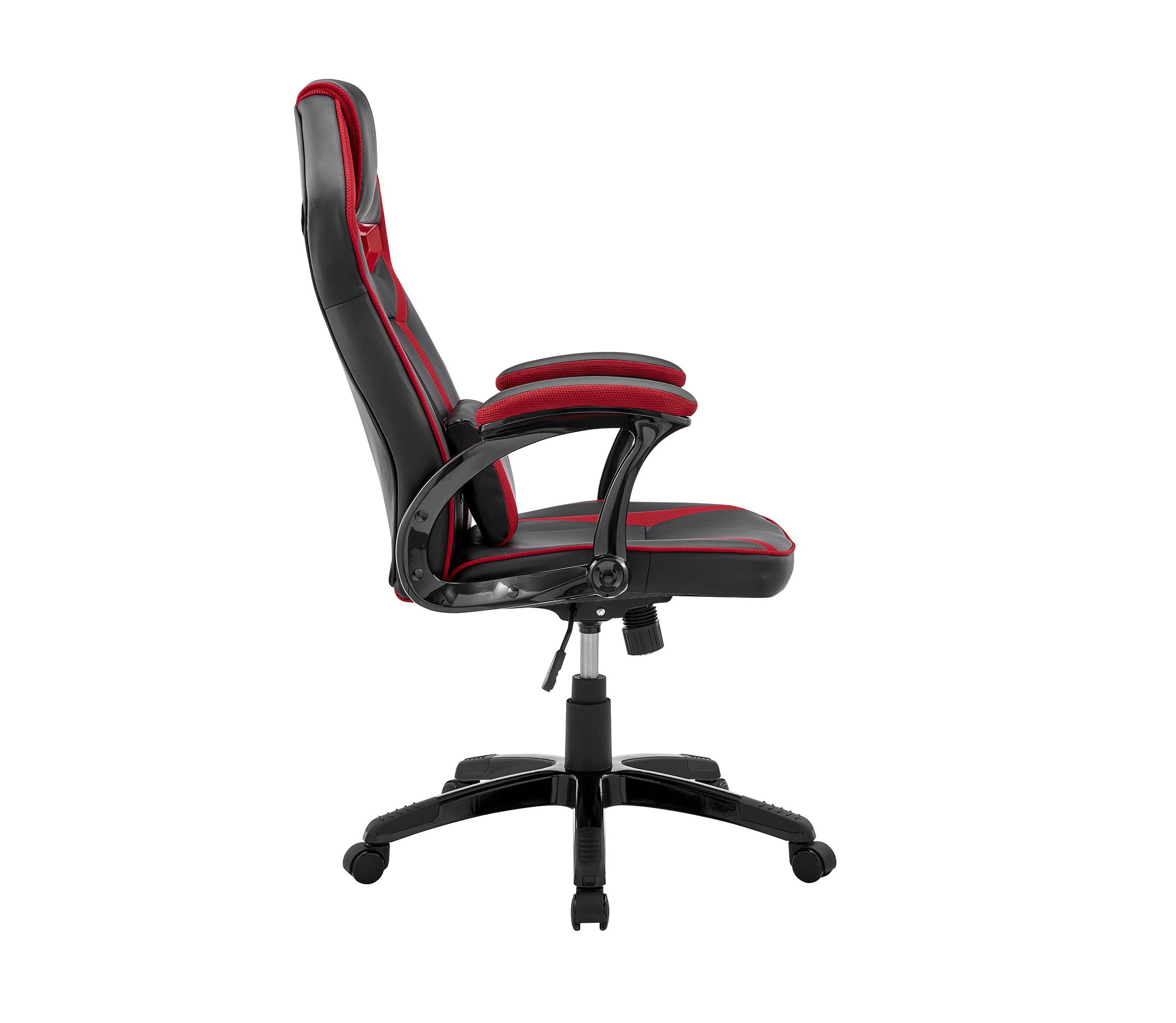 Aspect Adjustable Racing Gaming Chair in Black Faux Leather and Red Mesh with Lumbar Support Pillow