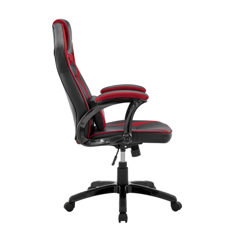 Aspect Adjustable Racing Gaming Chair in Black Faux Leather and Red Mesh with Lumbar Support Pillow
