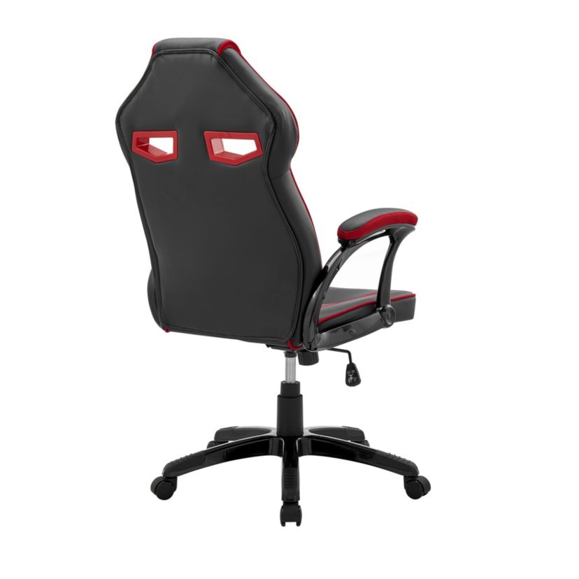 Aspect Adjustable Racing Gaming Chair in Black Faux Leather and Red Mesh with Lumbar Support Pillow