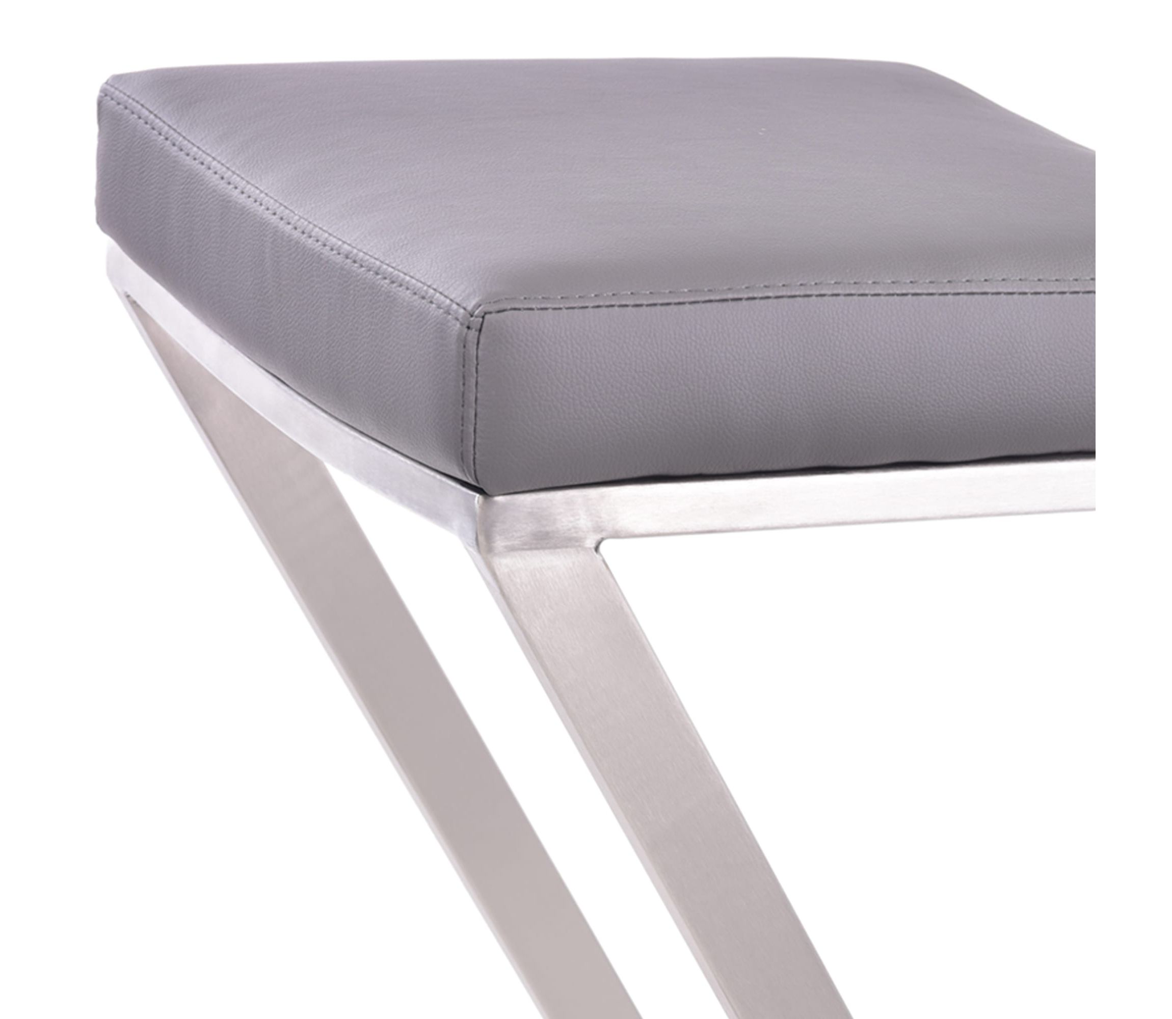 Atlantis 26" Counter Height Backless Gray Faux Leather and Brushed Stainless Steel Bar Stool