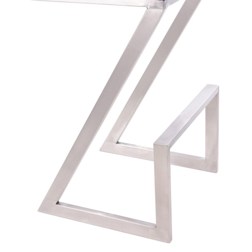 Atlantis 26" Counter Height Backless Gray Faux Leather and Brushed Stainless Steel Bar Stool