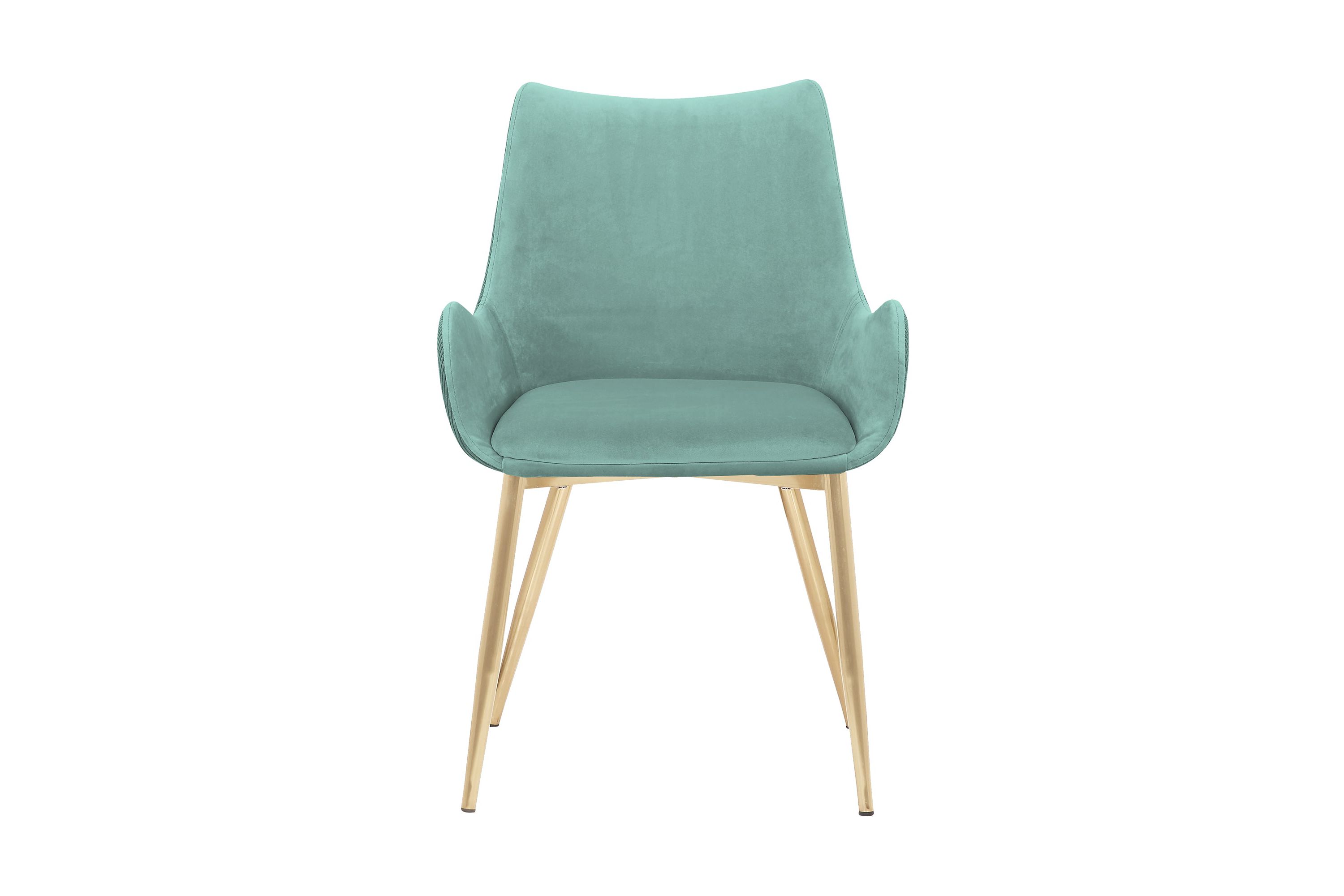 Avery Teal Fabric Dining Room Chair with Gold Legs
