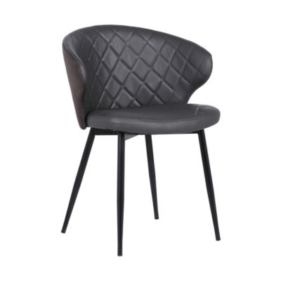 Armen Living Ava Contemporary Dining Chair in Black Powder Coated Finish and Gray Faux Leather
