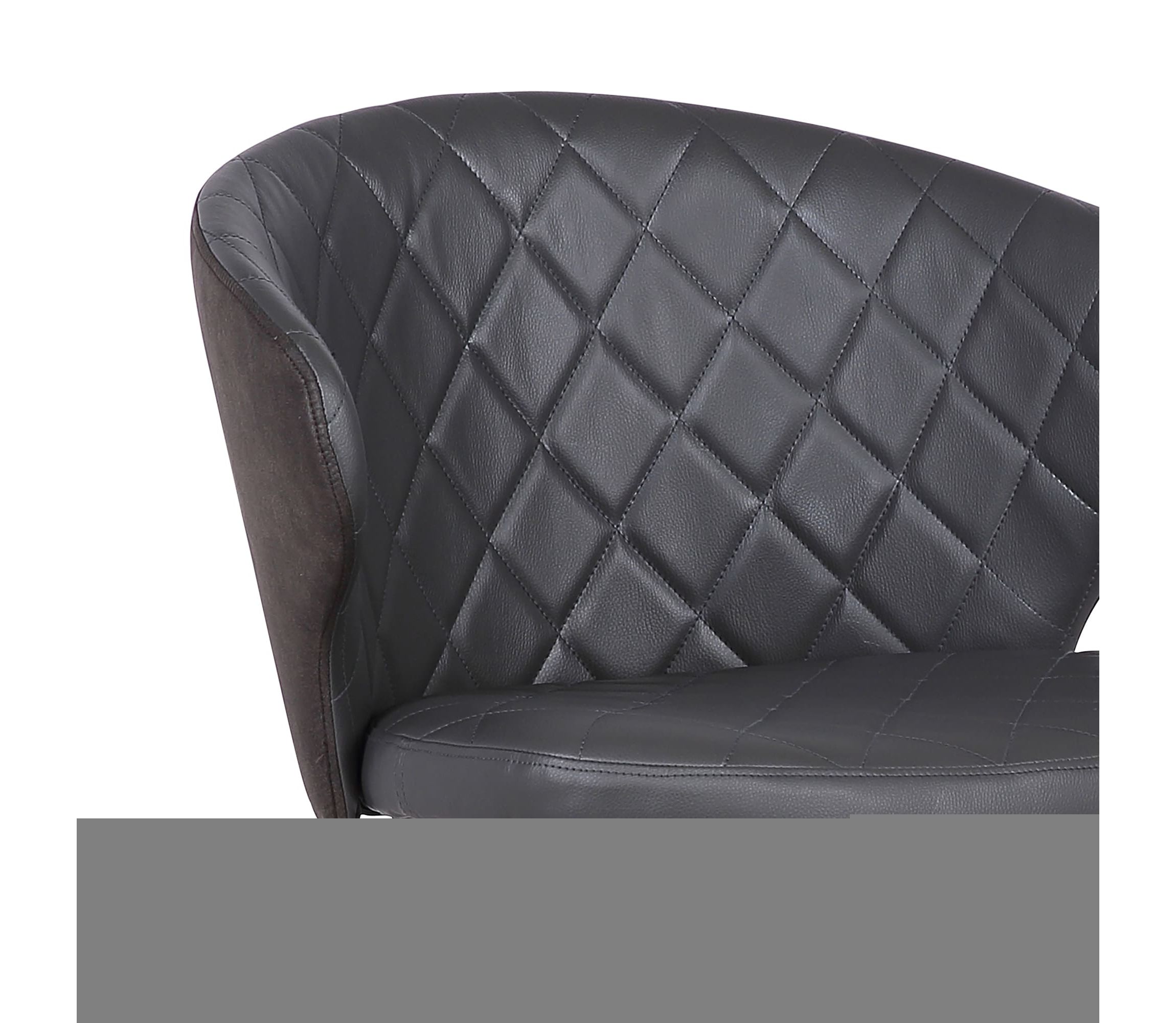 Ava Contemporary Dining Chair in Black Powder Coated Finish and Gray Faux Leather