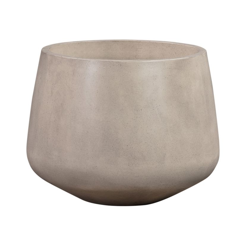 Amethyst Medium Round Lightweight White Concrete Indoor or Outdoor Planter in white