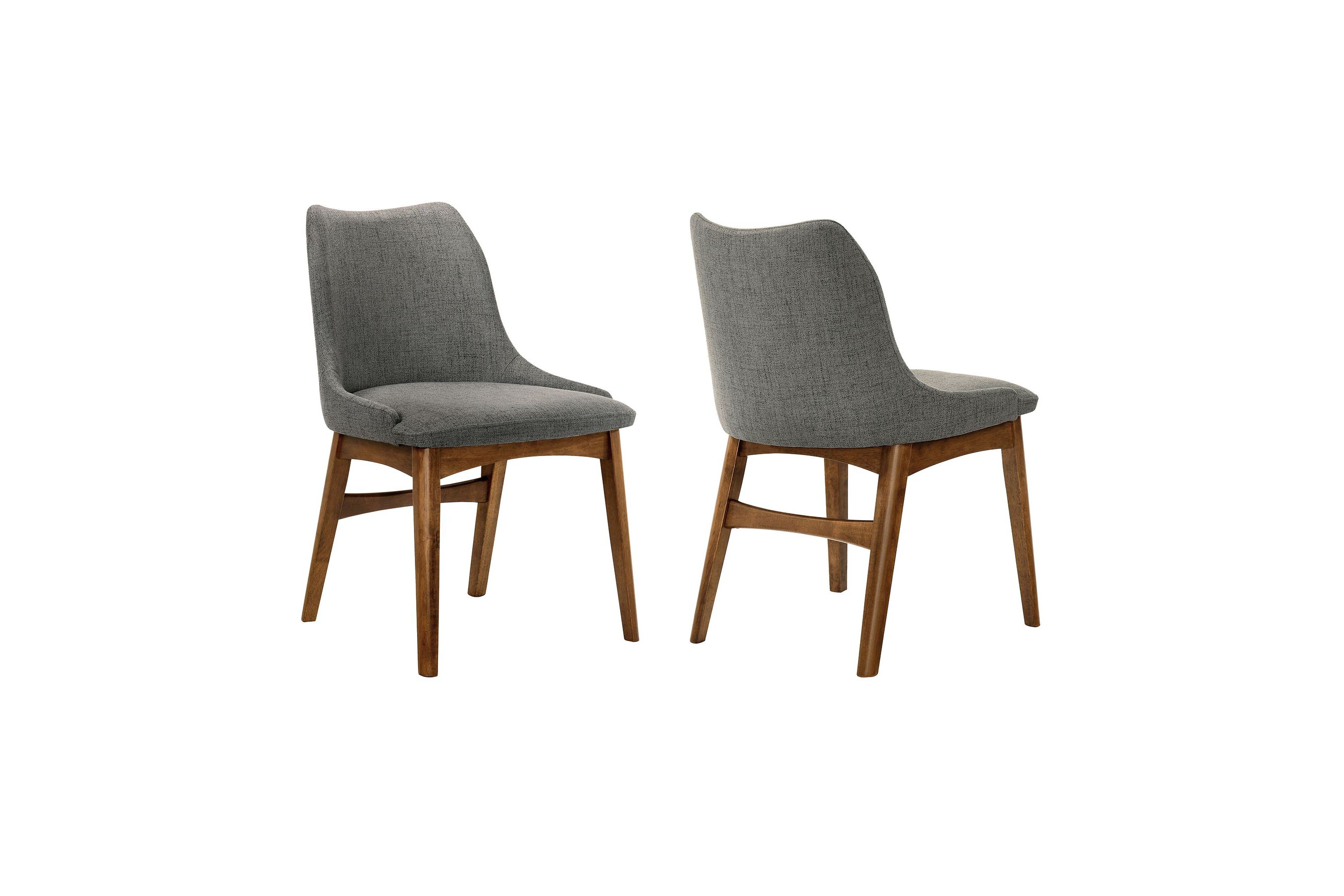Azalea Charcoal Fabric and Walnut Wood Dining Side Chairs - Set of 2