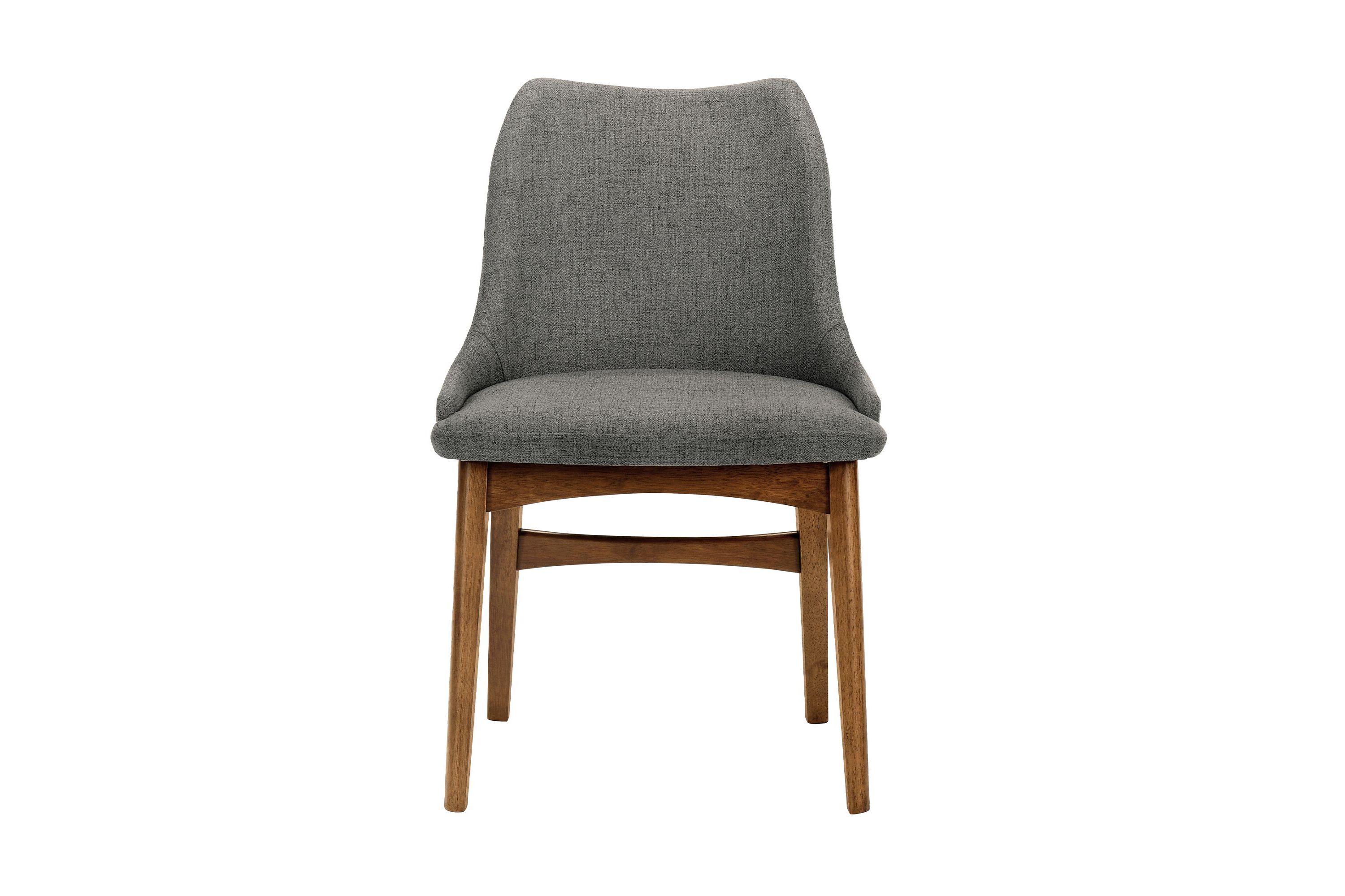 Azalea Charcoal Fabric and Walnut Wood Dining Side Chairs - Set of 2