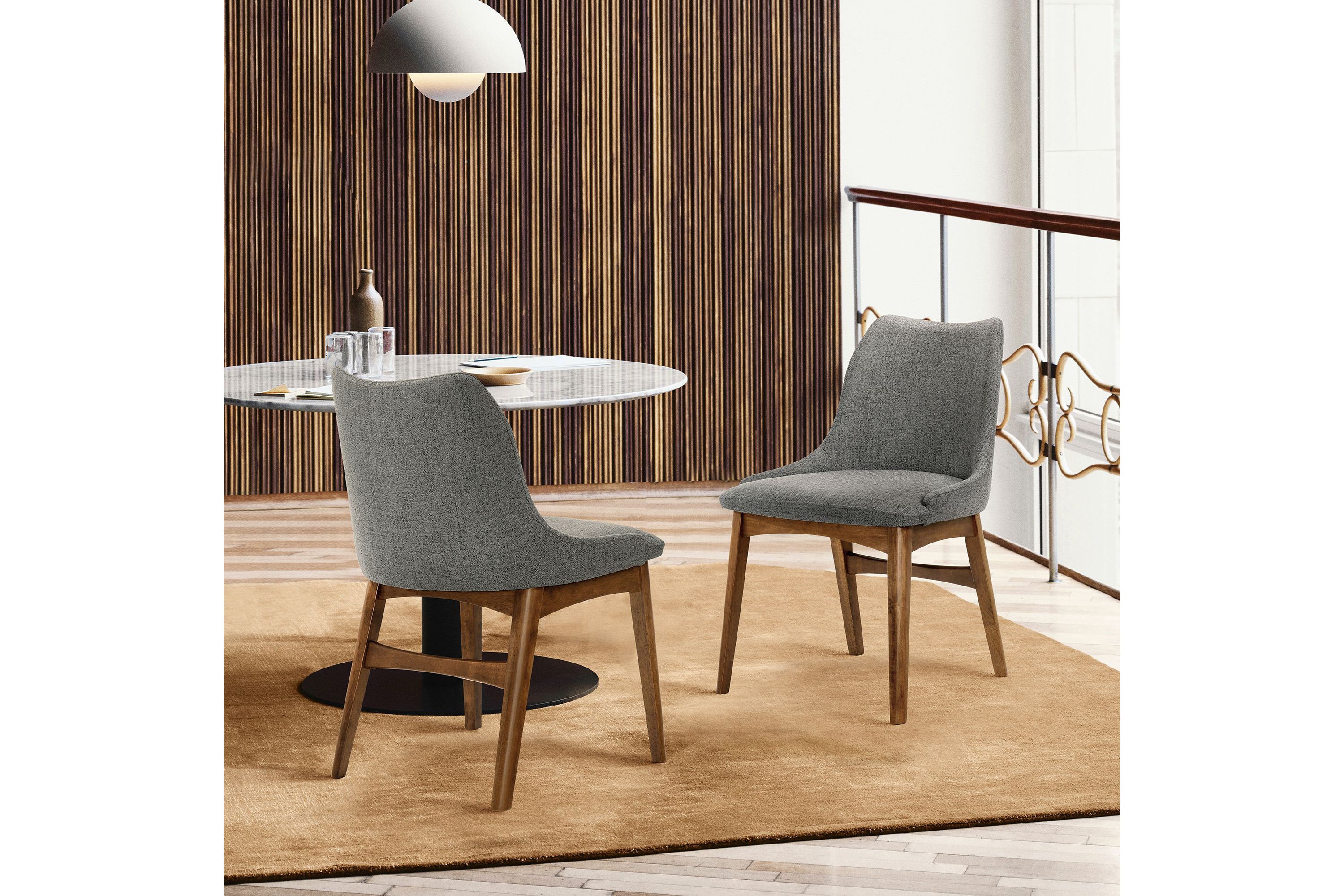 Azalea Charcoal Fabric and Walnut Wood Dining Side Chairs - Set of 2