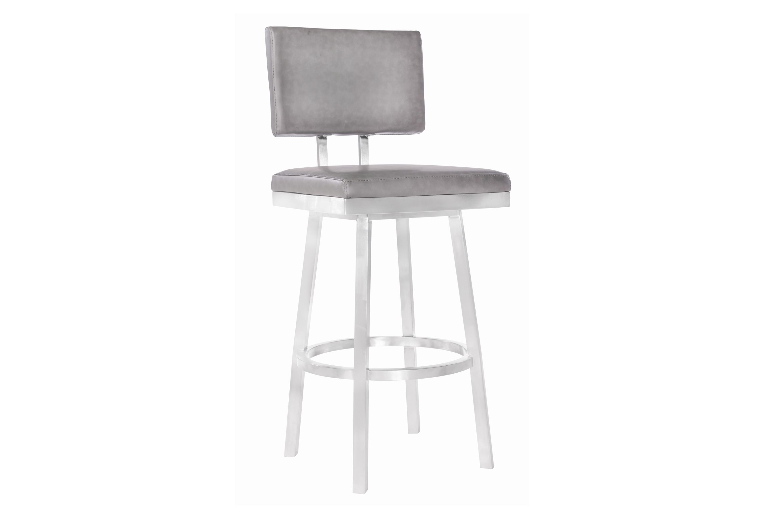 Balboa 26" Counter Height Swivel Vintage Gray and Brushed Stainless Steel Bar Stool