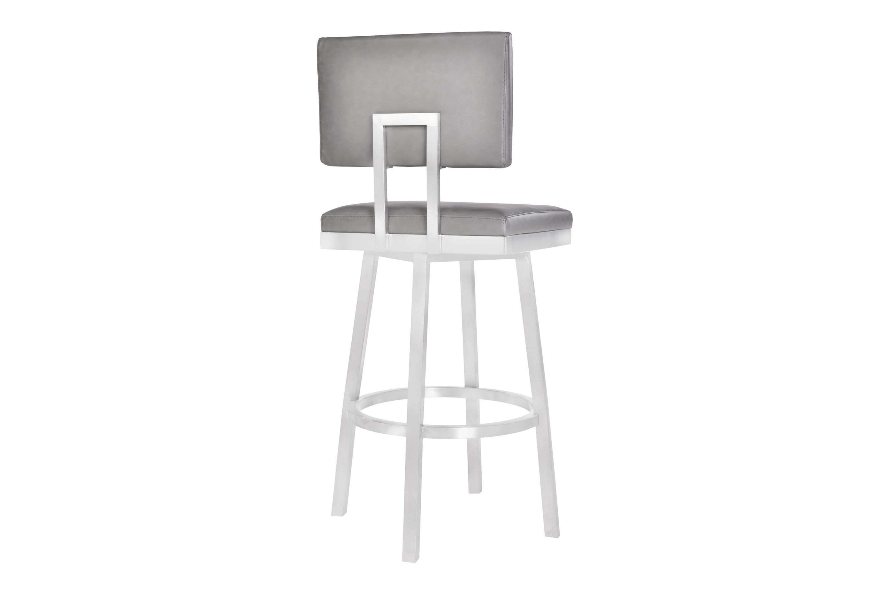 Balboa 26" Counter Height Swivel Vintage Gray and Brushed Stainless Steel Bar Stool