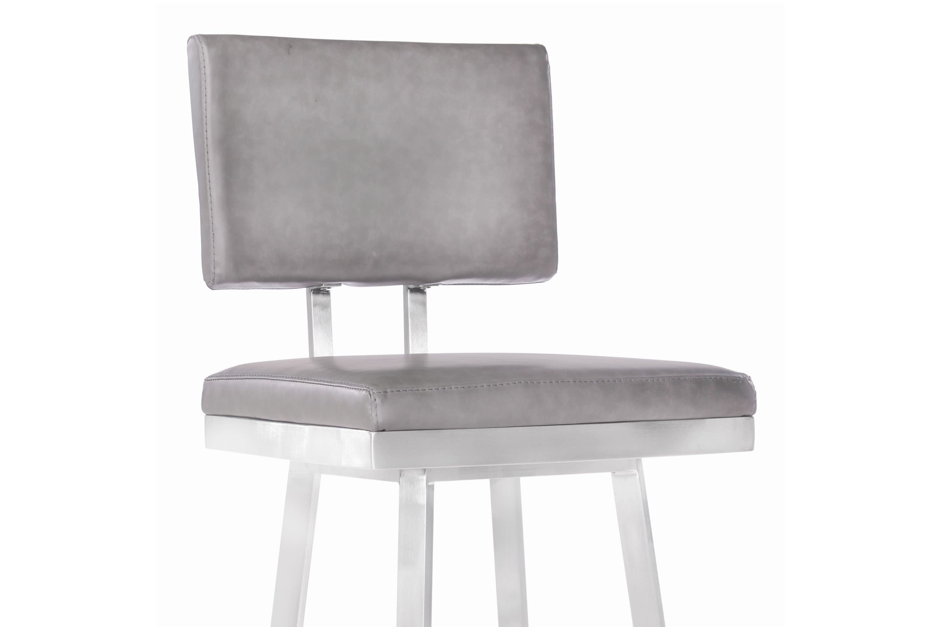 Balboa 26" Counter Height Swivel Vintage Gray and Brushed Stainless Steel Bar Stool