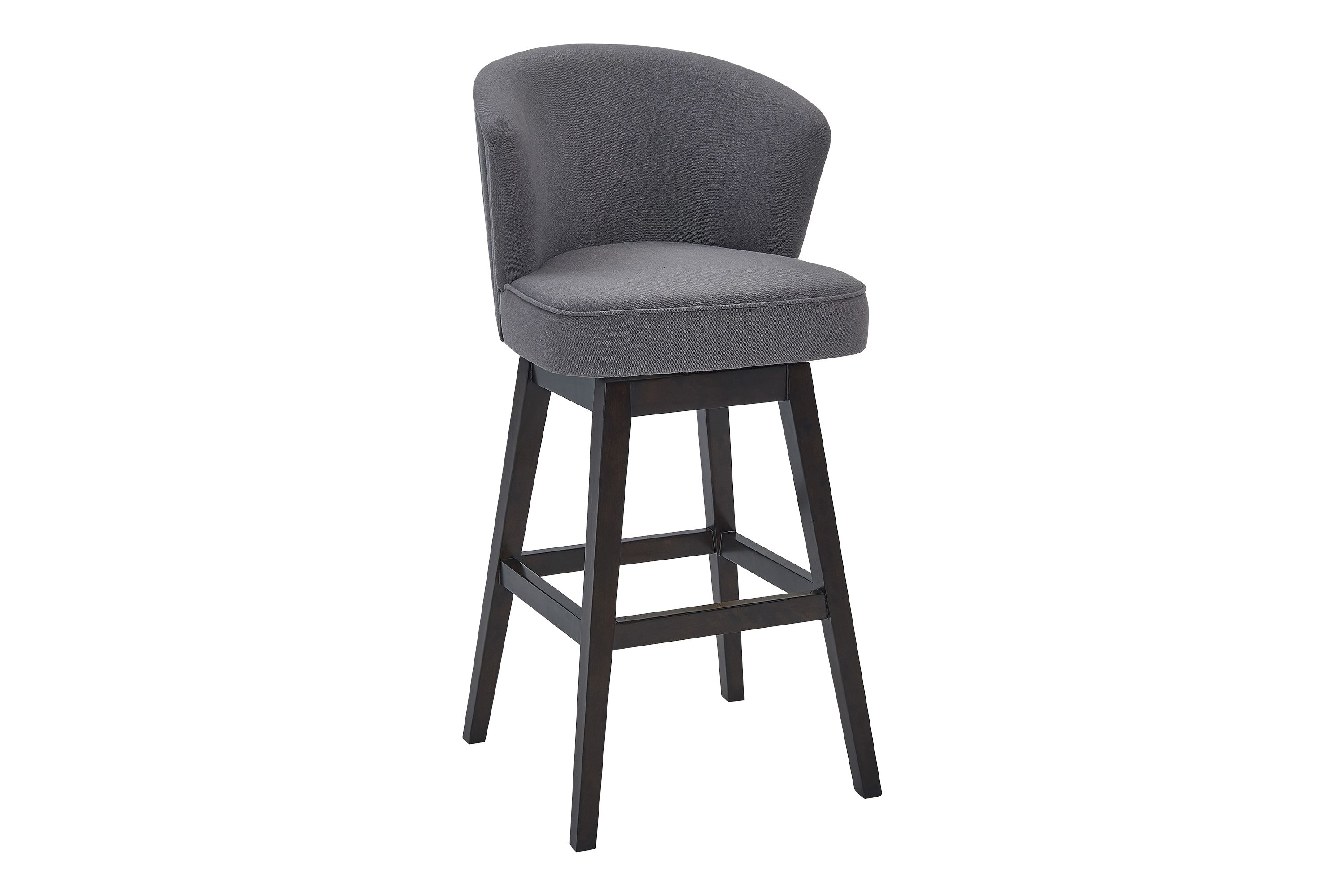 Brandy 26" Counter Height Swivel Gray Fabric and Espresso Wood Bar Stool