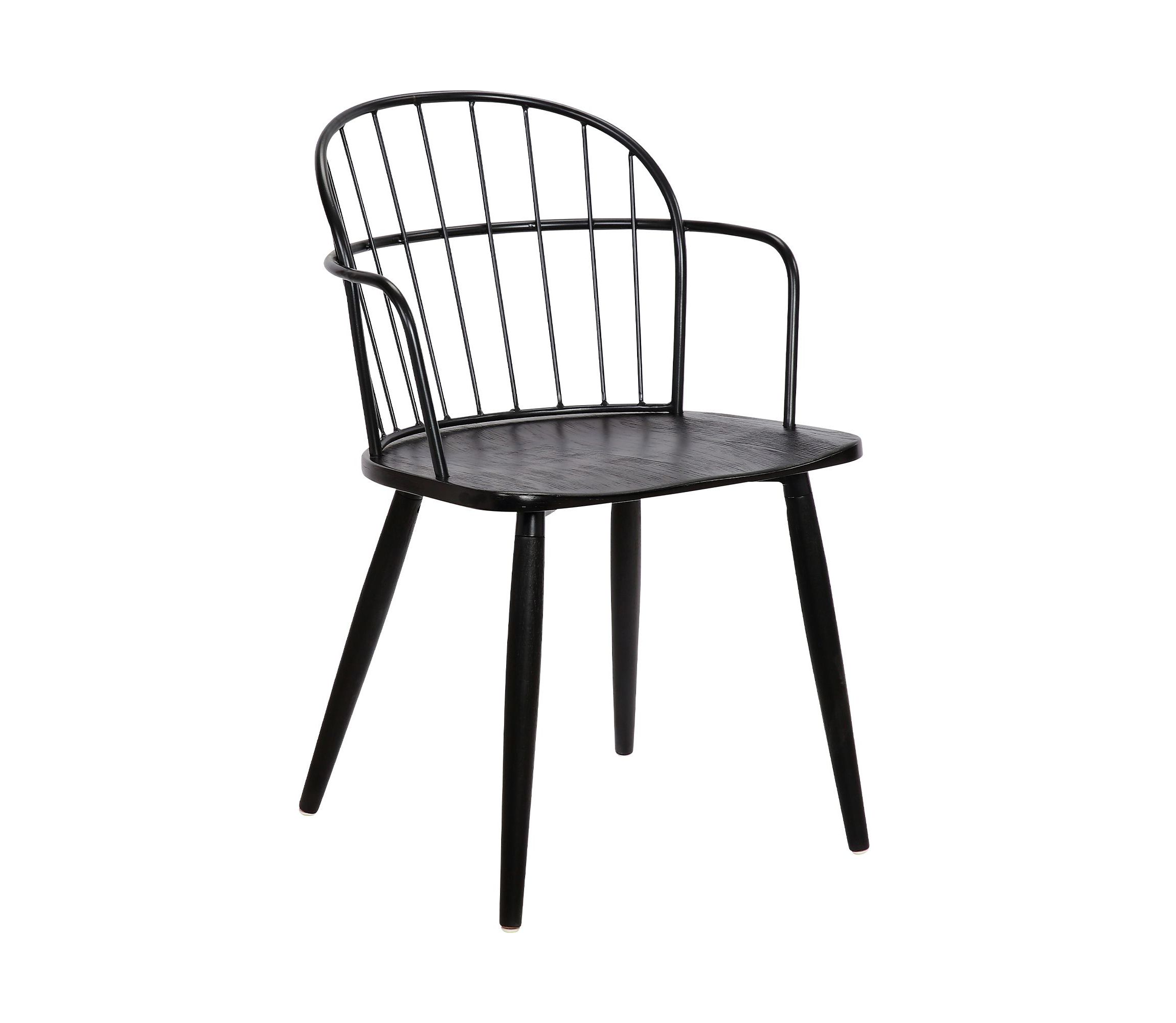 Bradley Steel Framed Side Chair in Black Powder Coated Finish and Black Brushed Wood