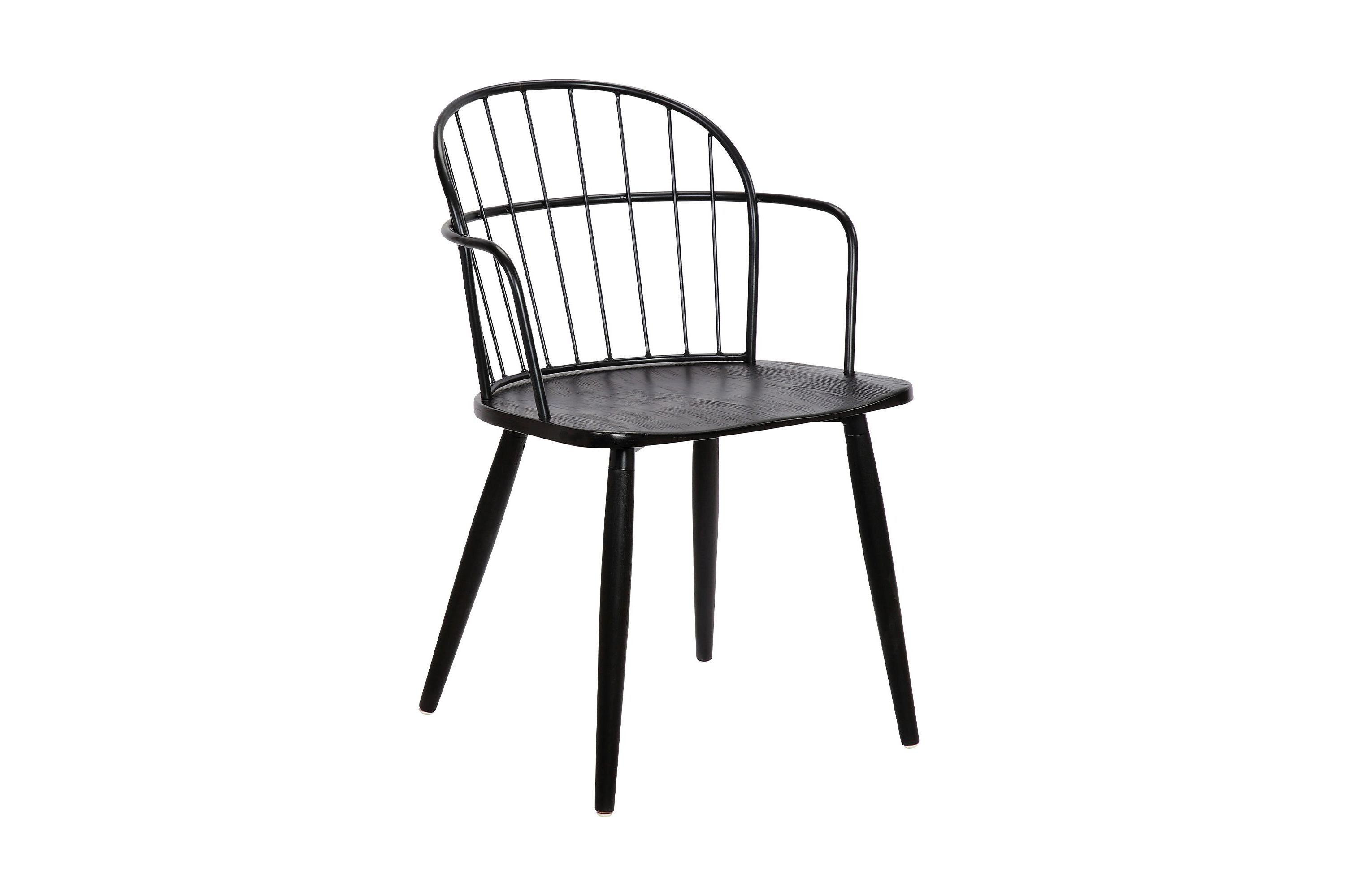 Bradley Steel Framed Side Chair in Black Powder Coated Finish and Black Brushed Wood