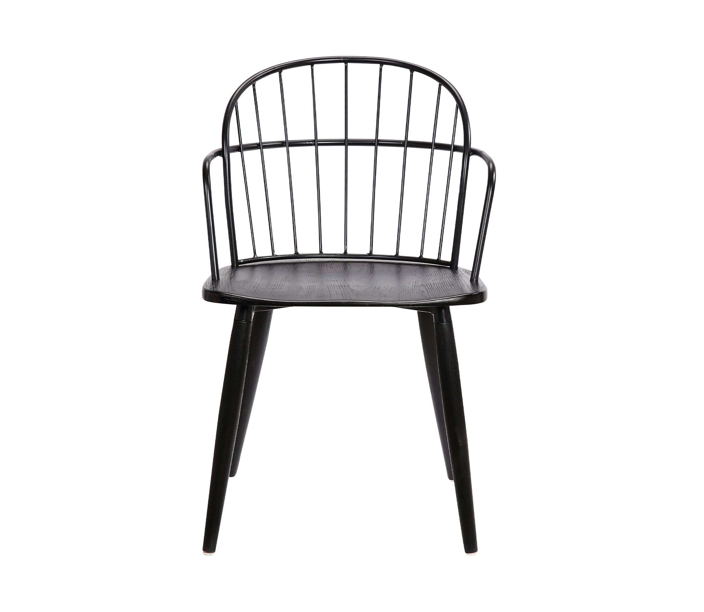 Bradley Steel Framed Side Chair in Black Powder Coated Finish and Black Brushed Wood