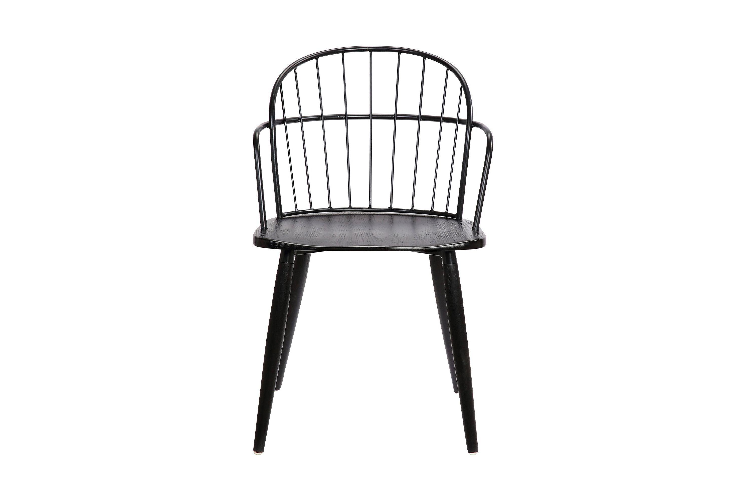 Bradley Steel Framed Side Chair in Black Powder Coated Finish and Black Brushed Wood