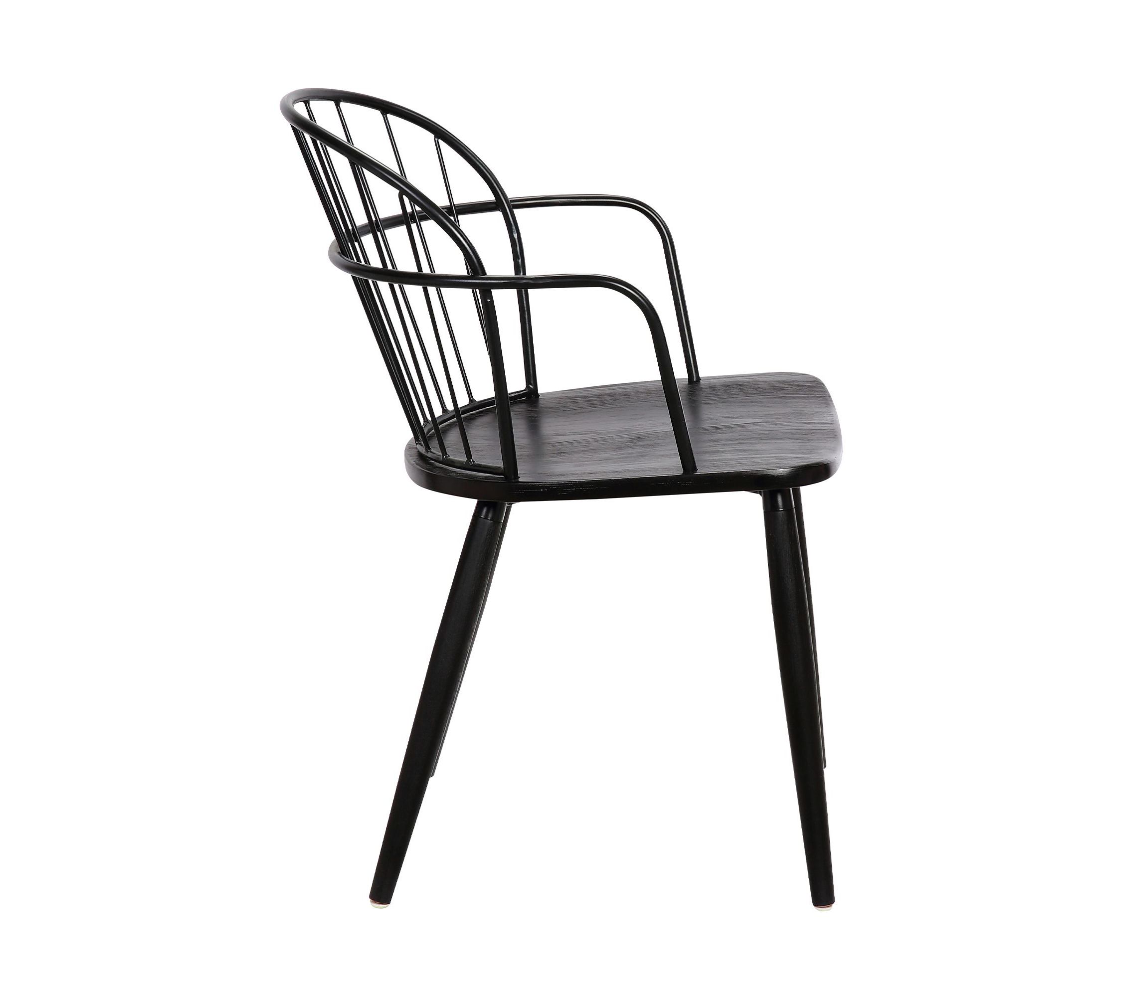 Bradley Steel Framed Side Chair in Black Powder Coated Finish and Black Brushed Wood