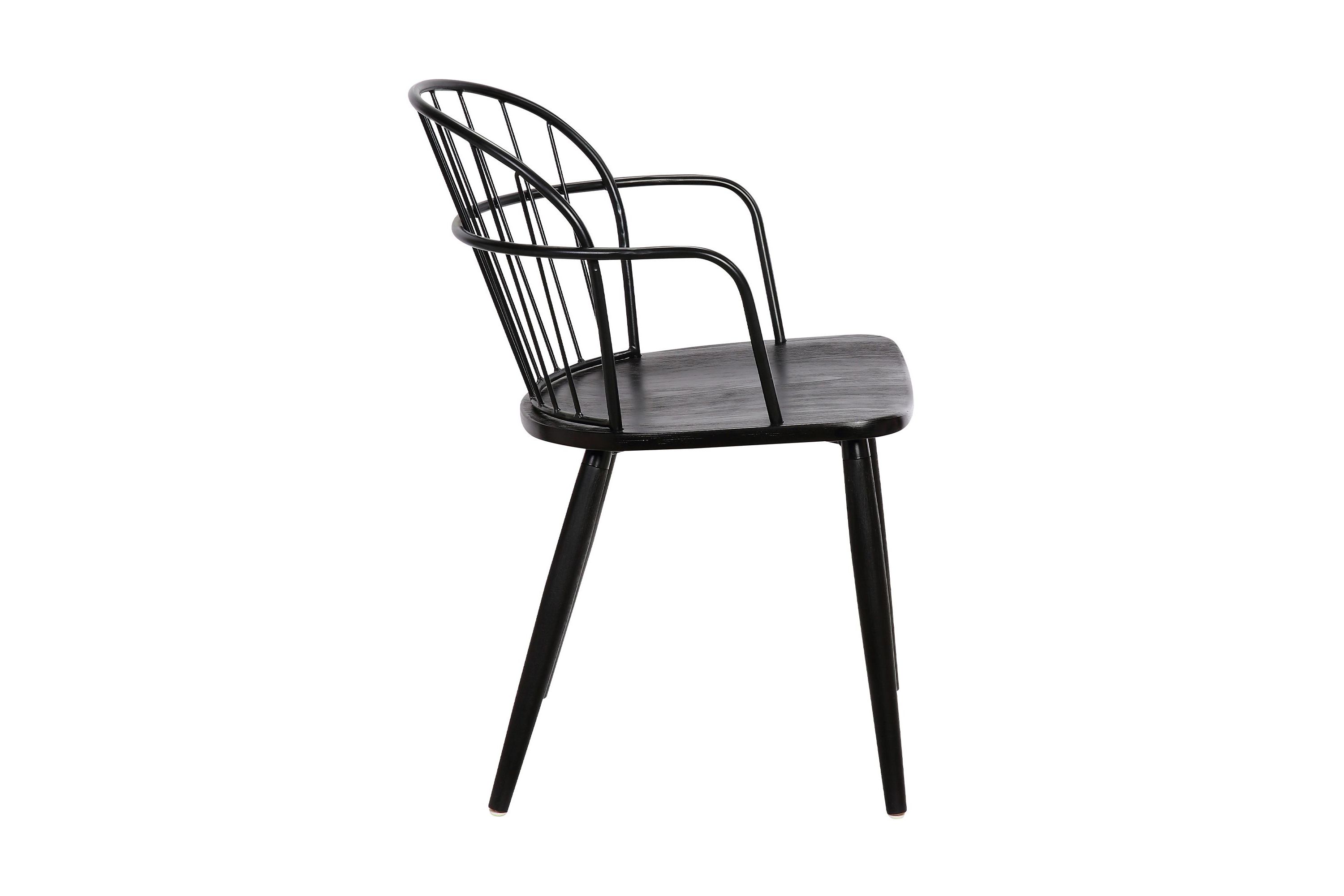 Bradley Steel Framed Side Chair in Black Powder Coated Finish and Black Brushed Wood
