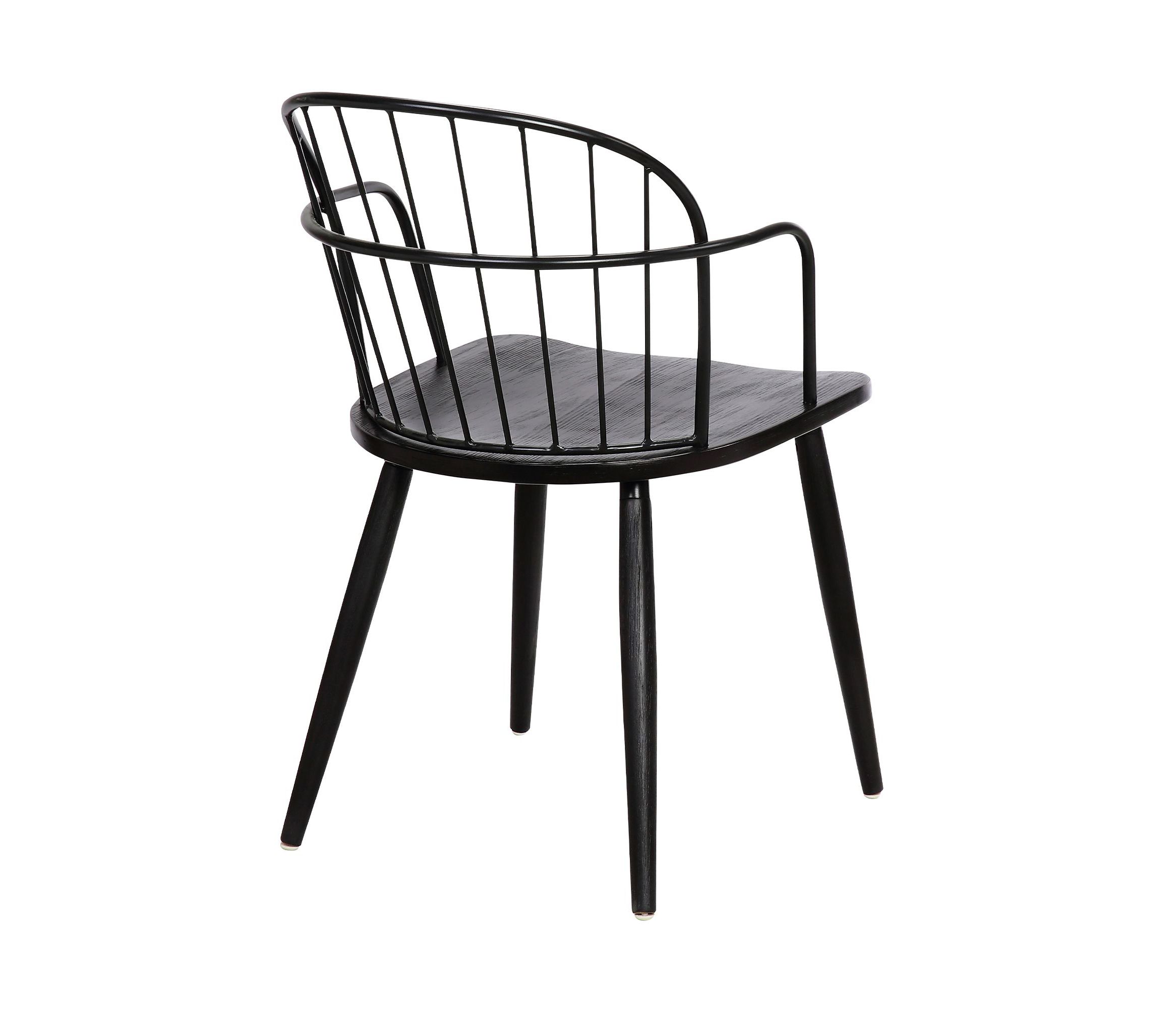 Bradley Steel Framed Side Chair in Black Powder Coated Finish and Black Brushed Wood