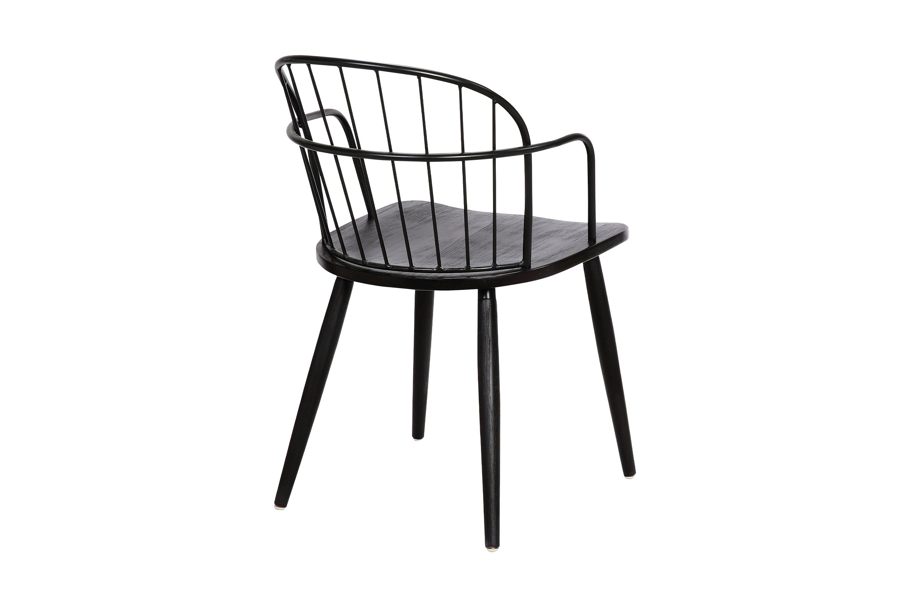 Bradley Steel Framed Side Chair in Black Powder Coated Finish and Black Brushed Wood