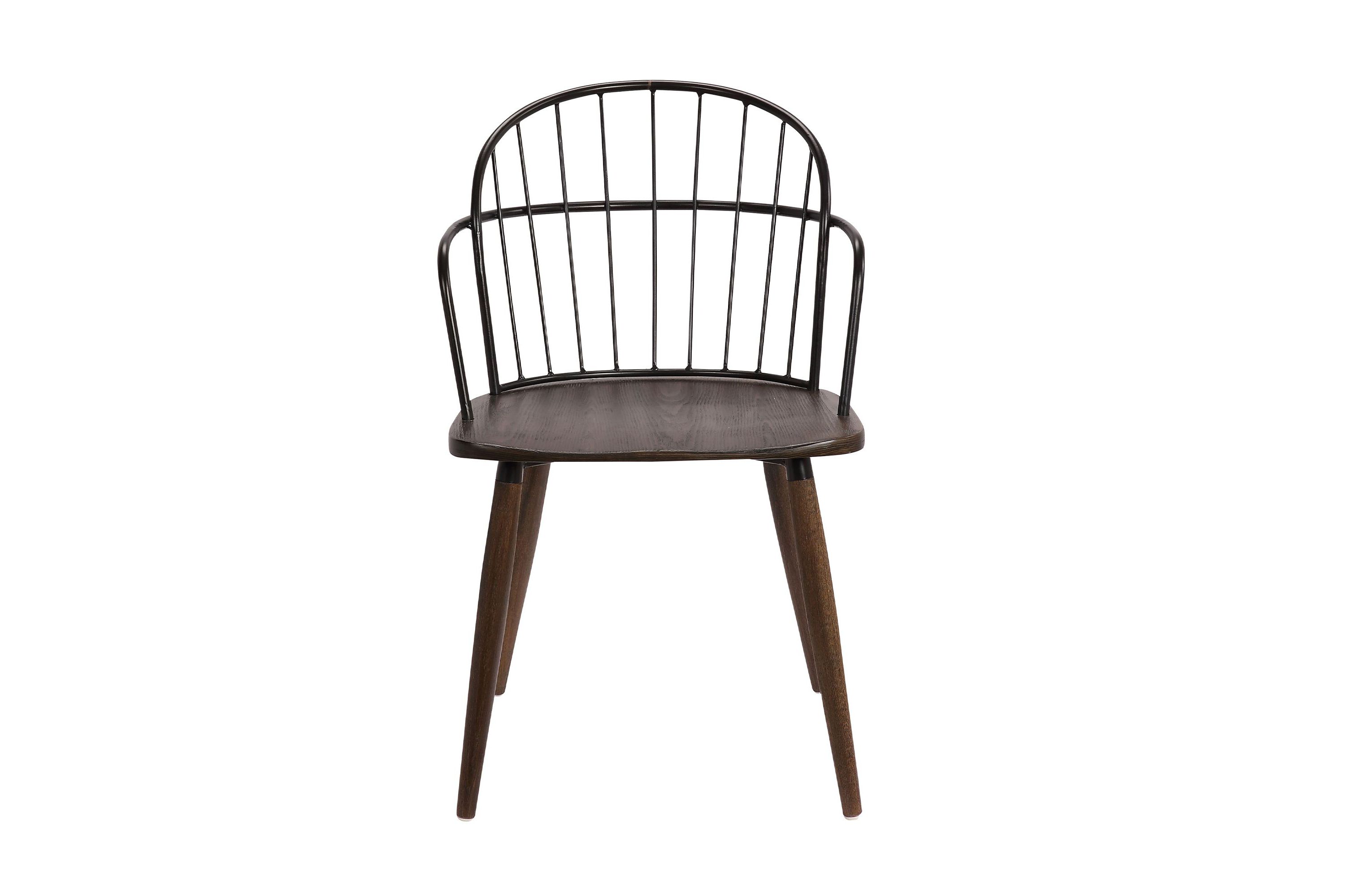 Bradley Steel Framed Side Chair in Black Powder Coated Finish and Walnut Glazed Wood