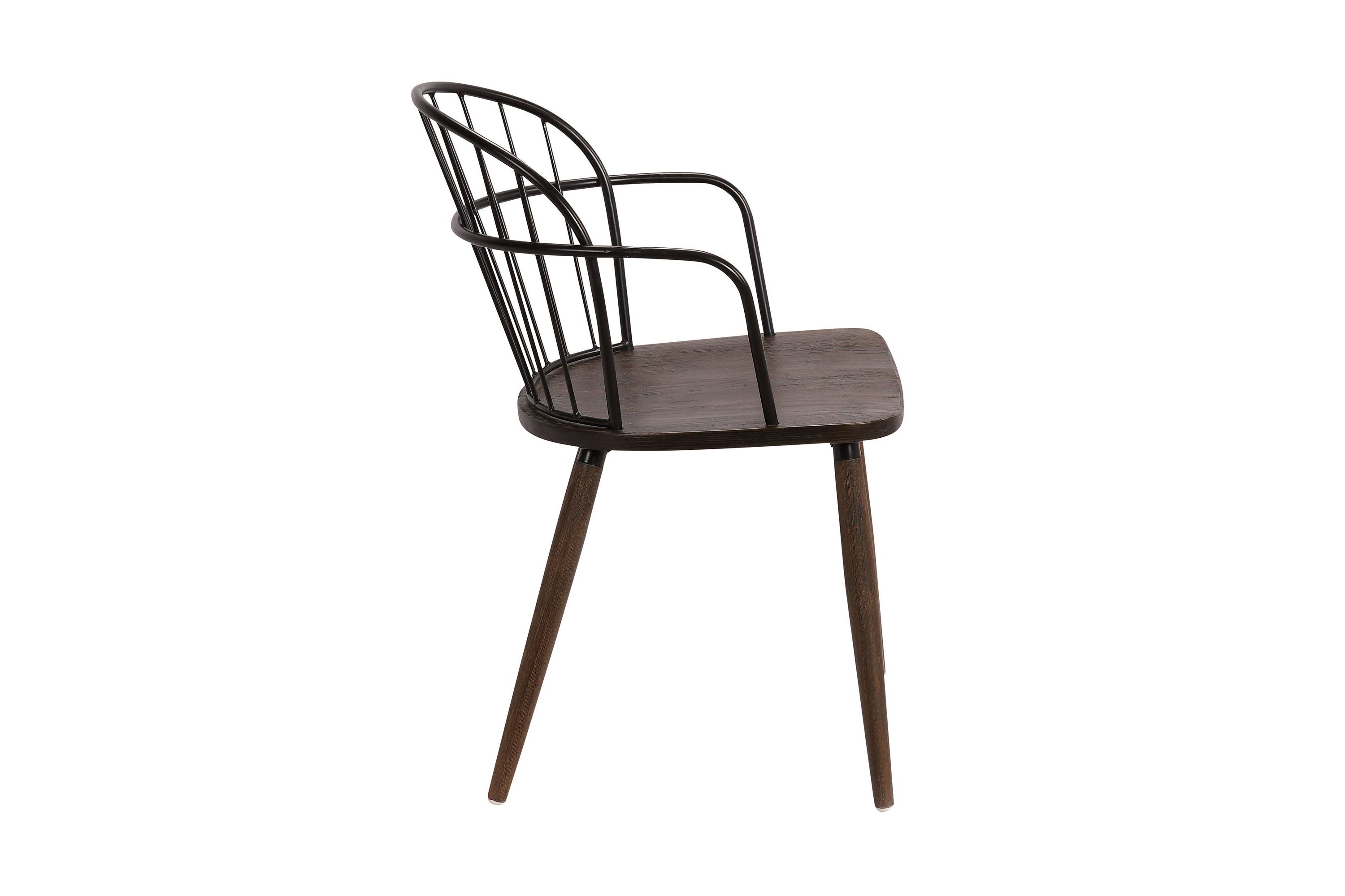 Bradley Steel Framed Side Chair in Black Powder Coated Finish and Walnut Glazed Wood