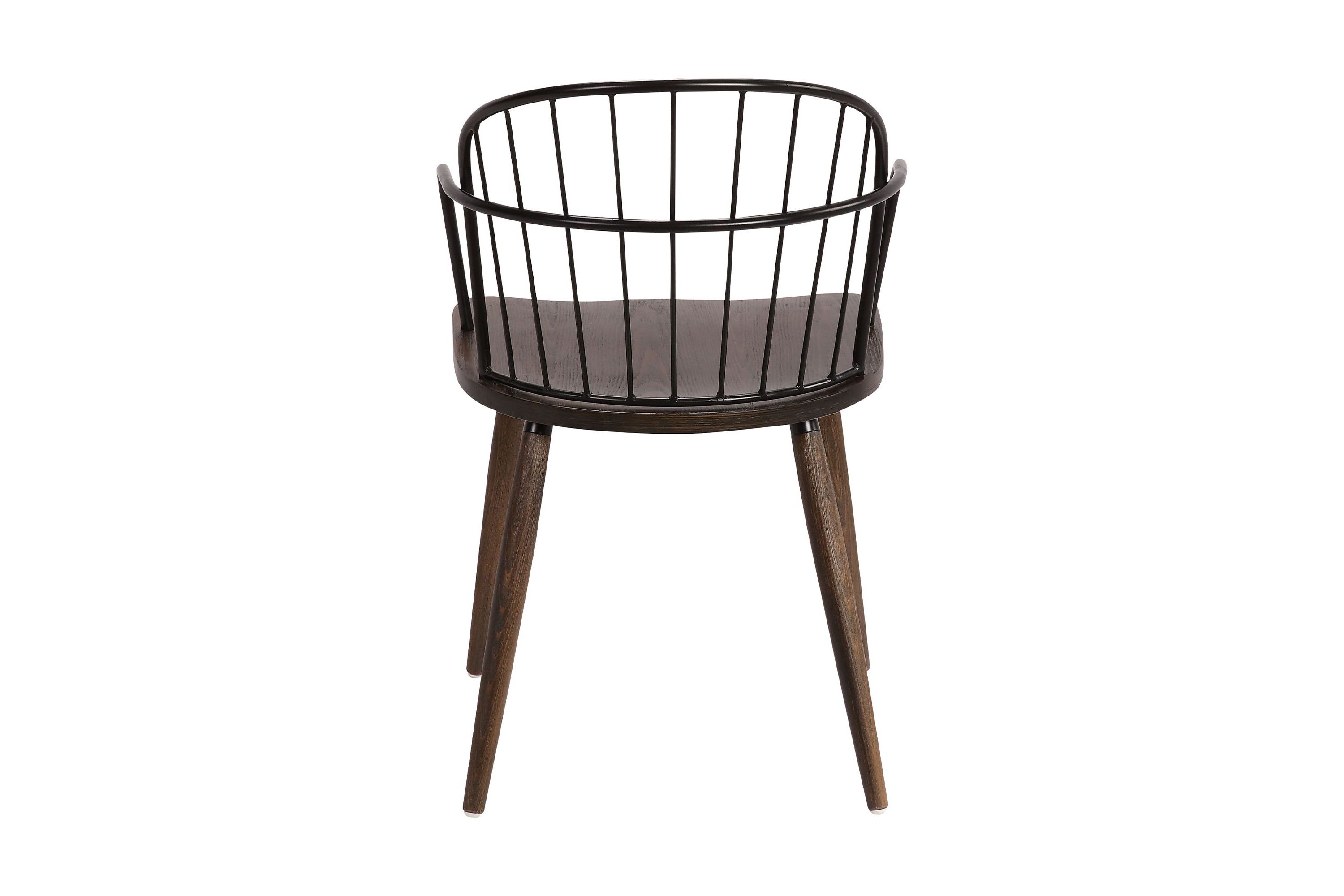 Bradley Steel Framed Side Chair in Black Powder Coated Finish and Walnut Glazed Wood