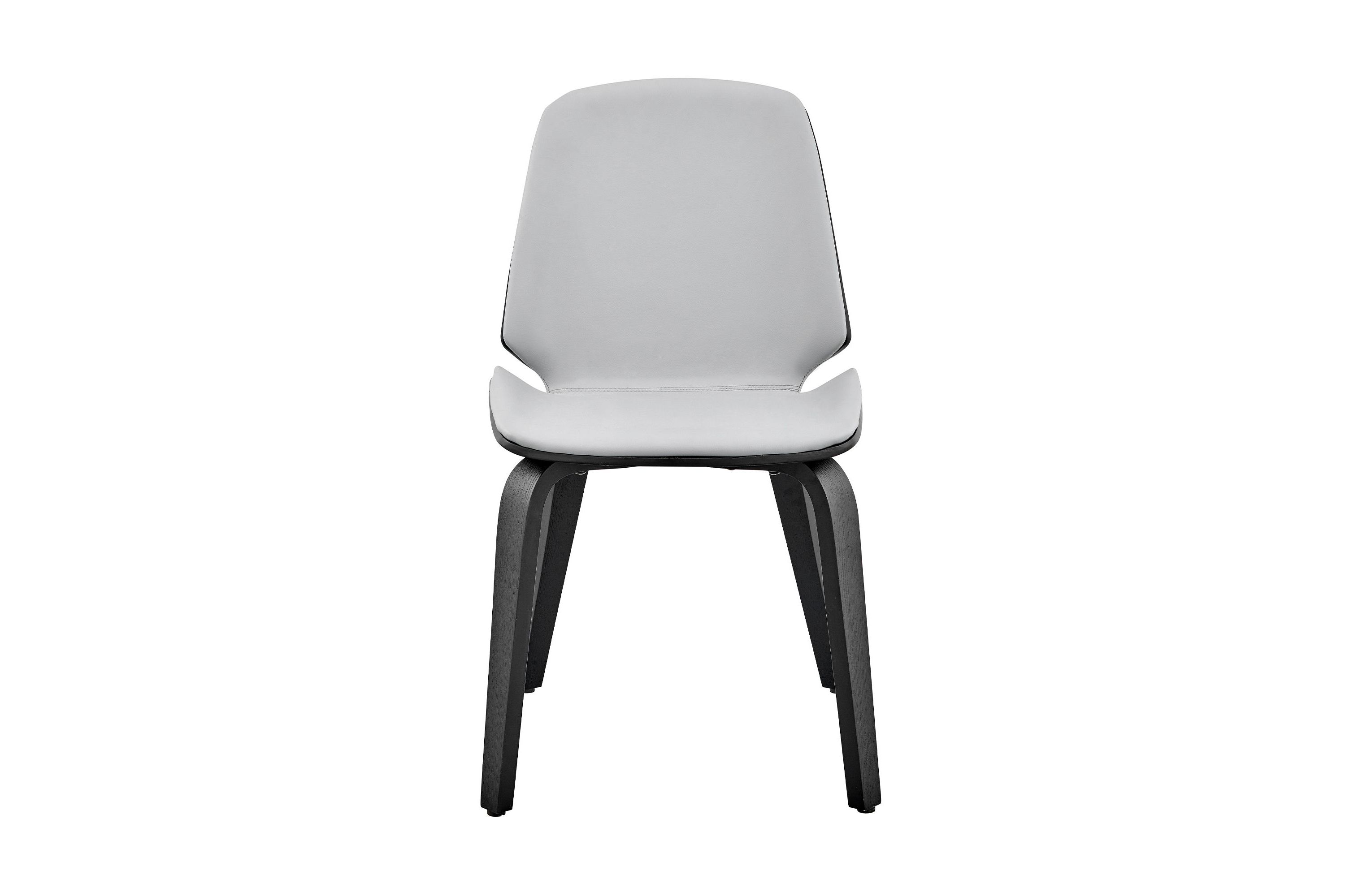 Brinley Gray Faux Leather and Black Wood Dining Room Accent Chair