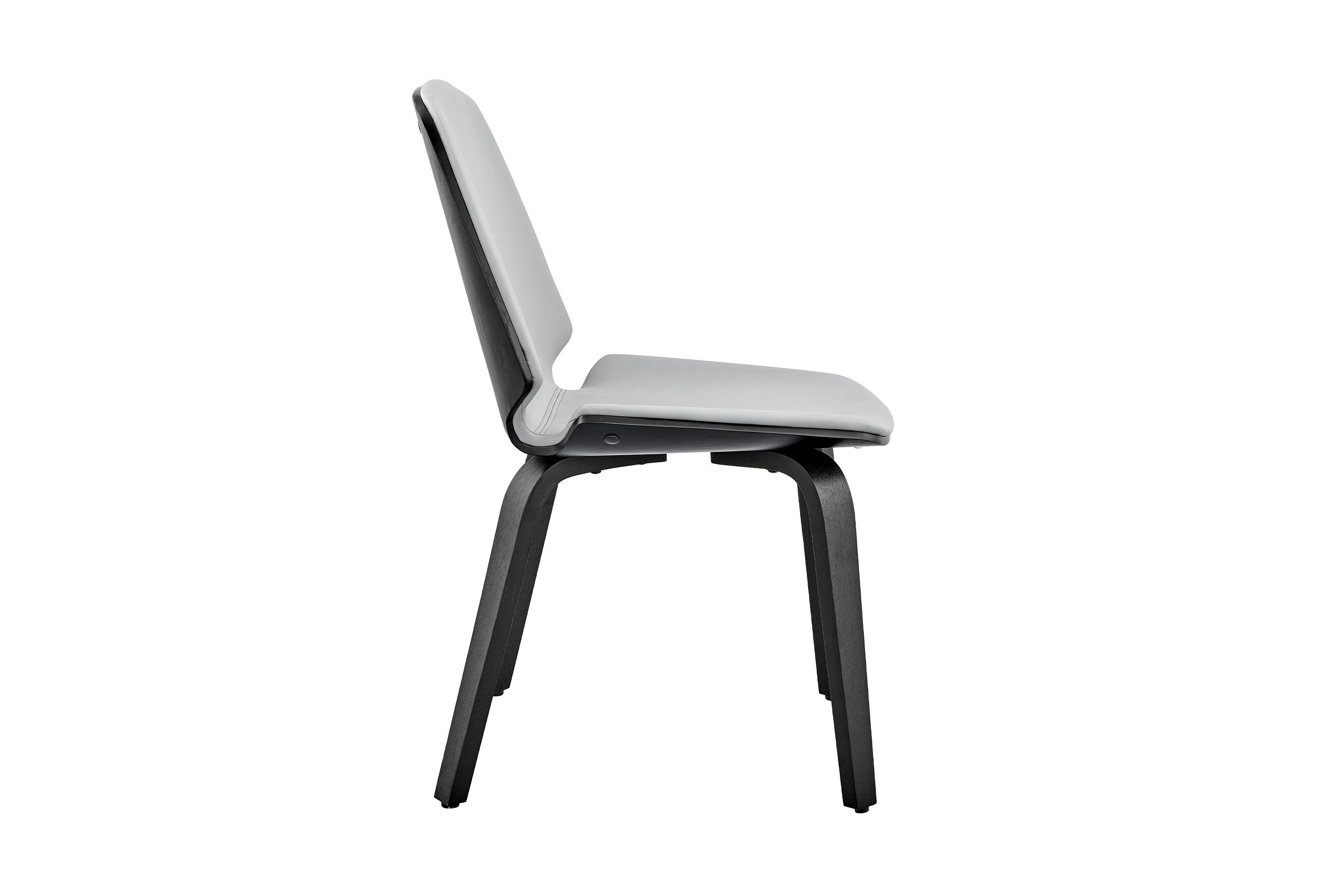 Brinley Gray Faux Leather and Black Wood Dining Room Accent Chair
