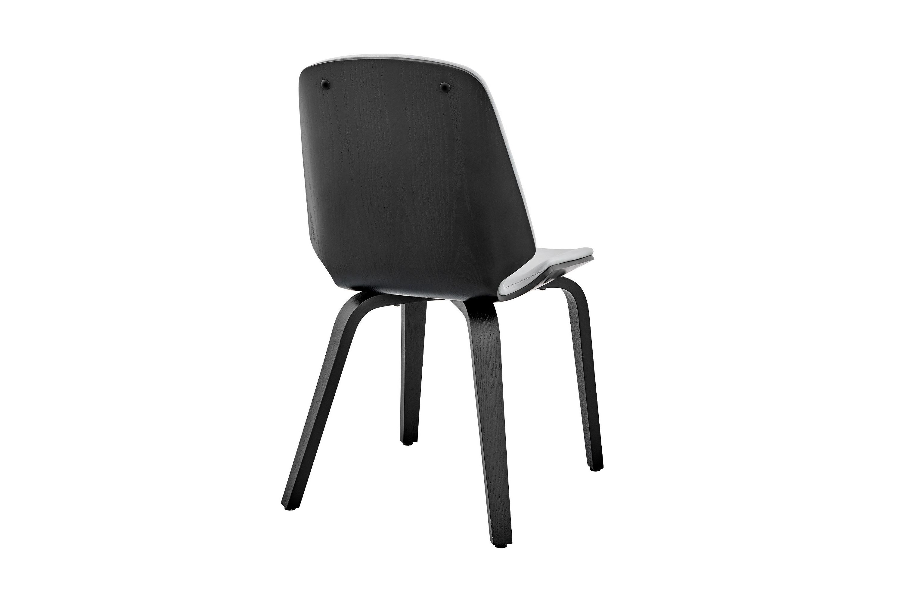 Brinley Gray Faux Leather and Black Wood Dining Room Accent Chair