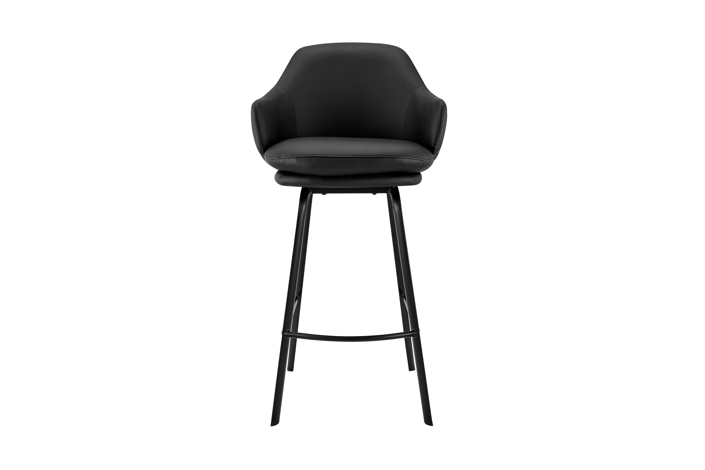 Brigden Black Faux Leather and Black Metal Swivel 26" Counter Stool