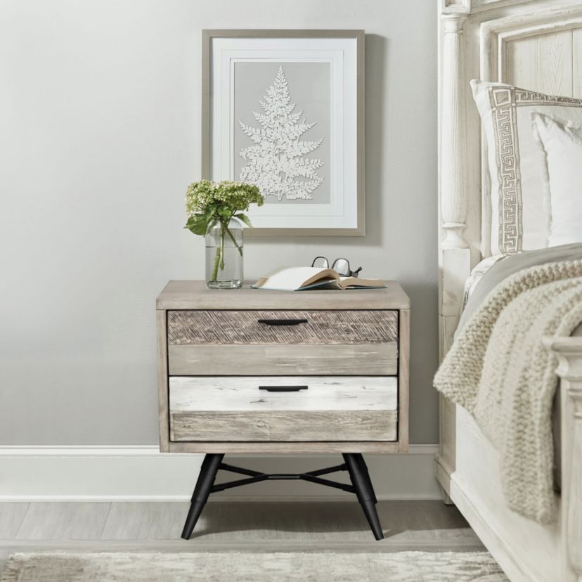 Bridges 2 Drawer Nightstand  in Two Tone Acacia Wood