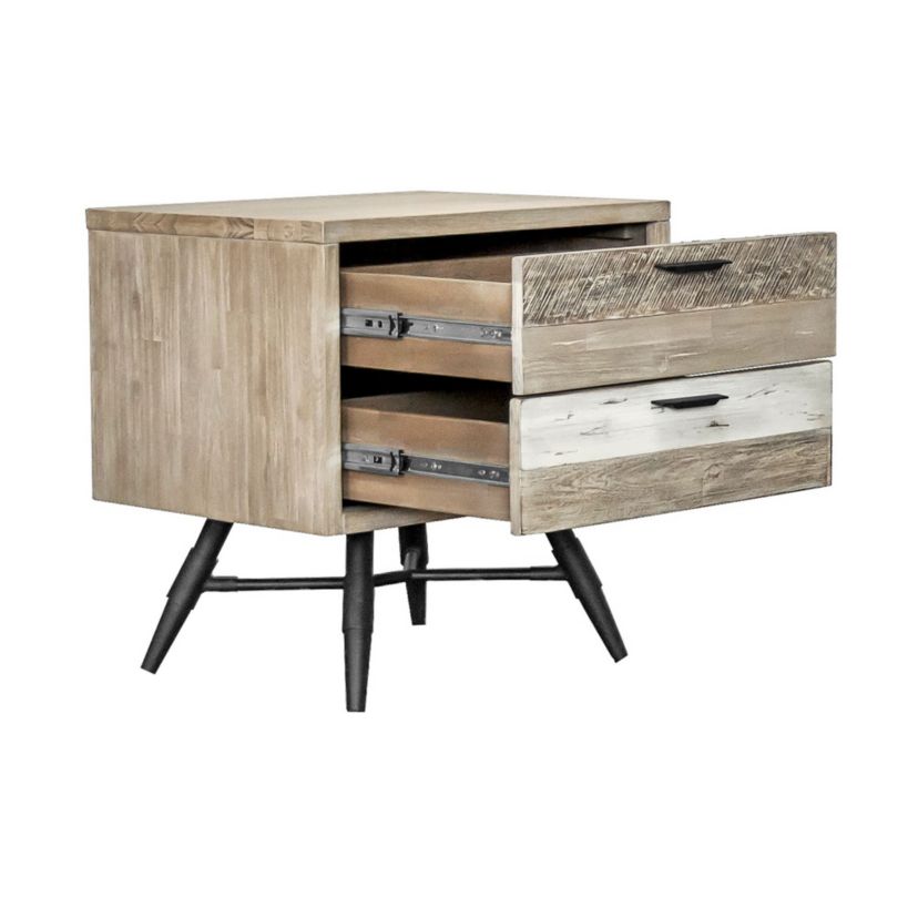Bridges 2 Drawer Nightstand  in Two Tone Acacia Wood
