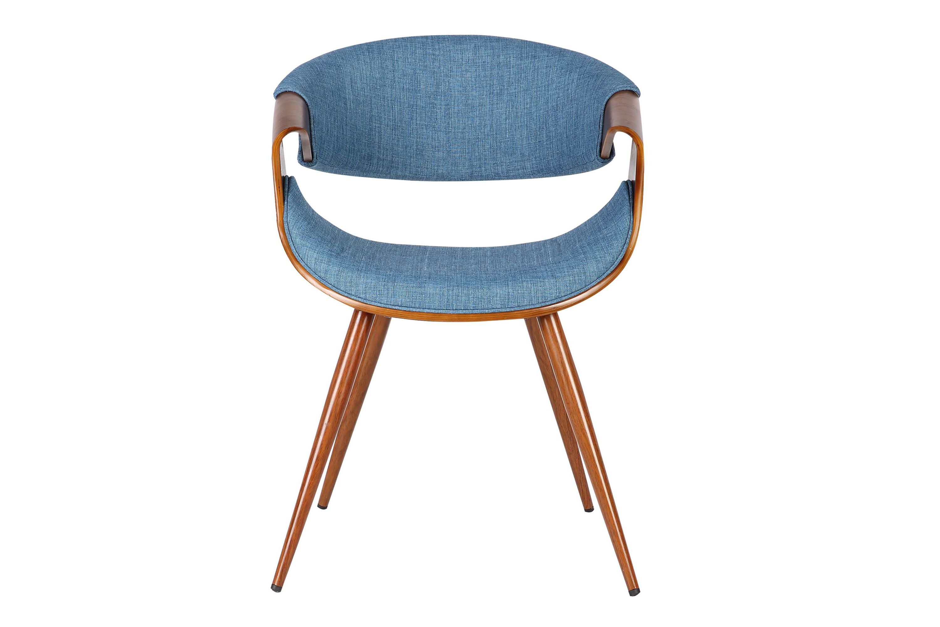 Butterfly Mid-Century Dining Chair in Walnut Finish and Blue Fabric