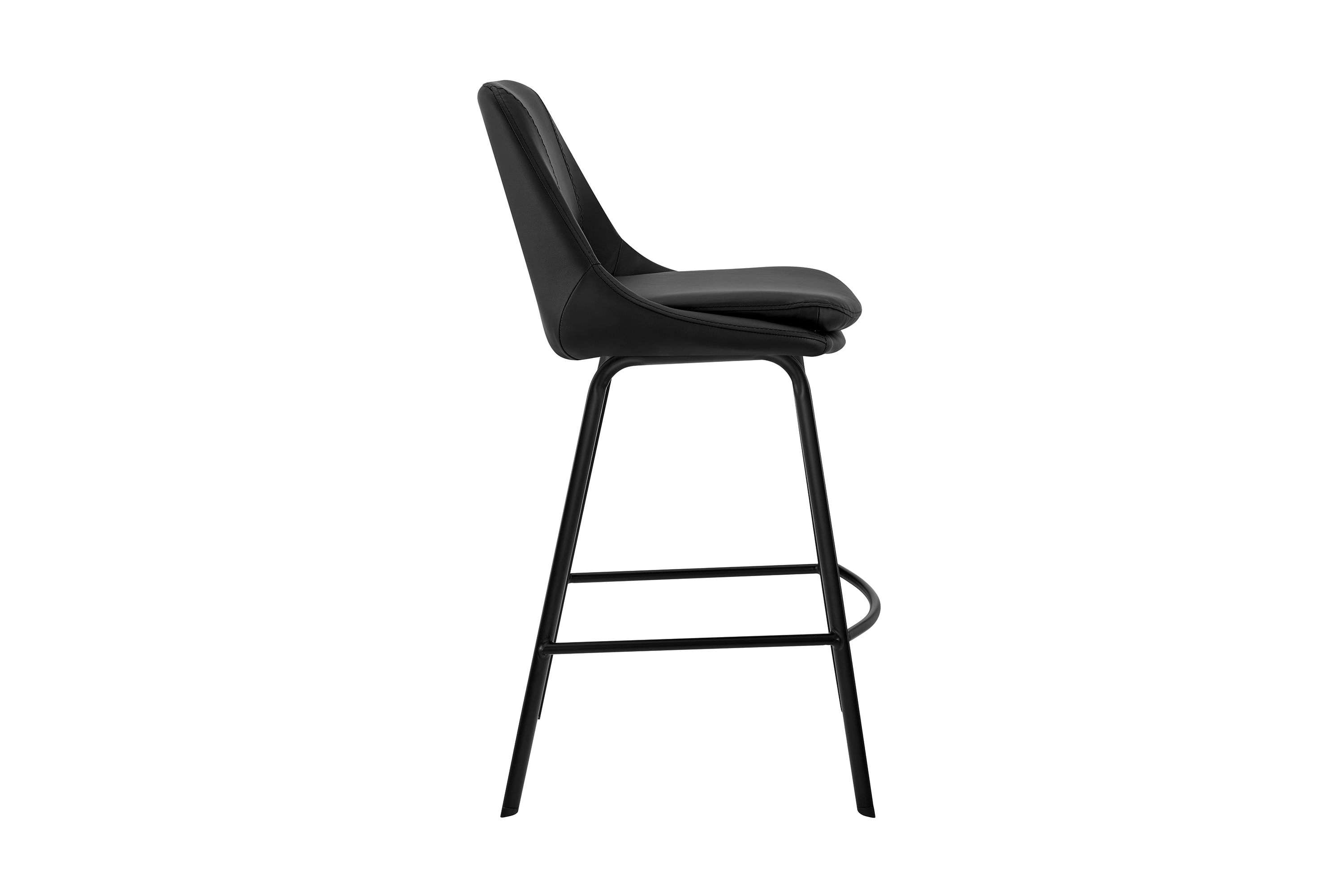 Carise Black Faux Leather and Black Metal Swivel 30" Bar Stool