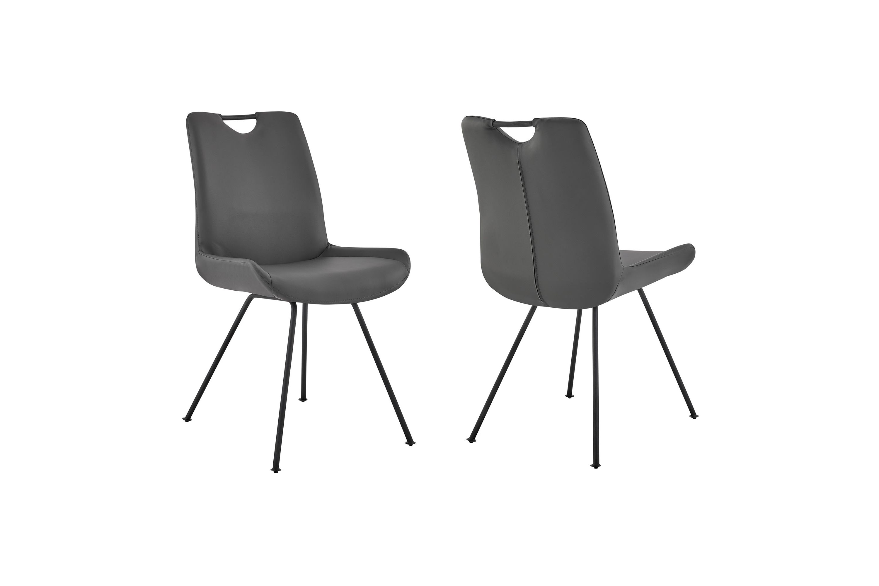 Coronado Contemporary Dining Chair in Gray Powder Coated Finish and Gray Faux Leather - Set of 2
