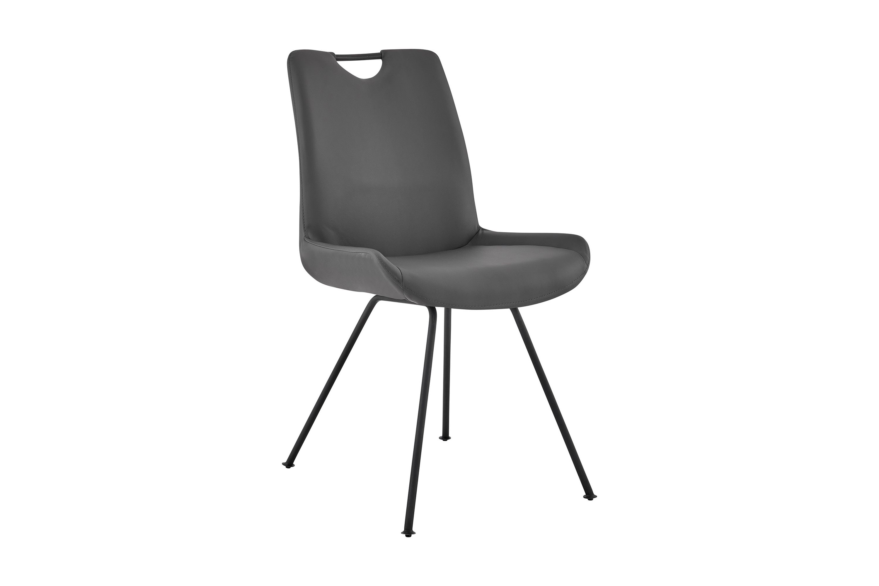 Coronado Contemporary Dining Chair in Gray Powder Coated Finish and Gray Faux Leather - Set of 2
