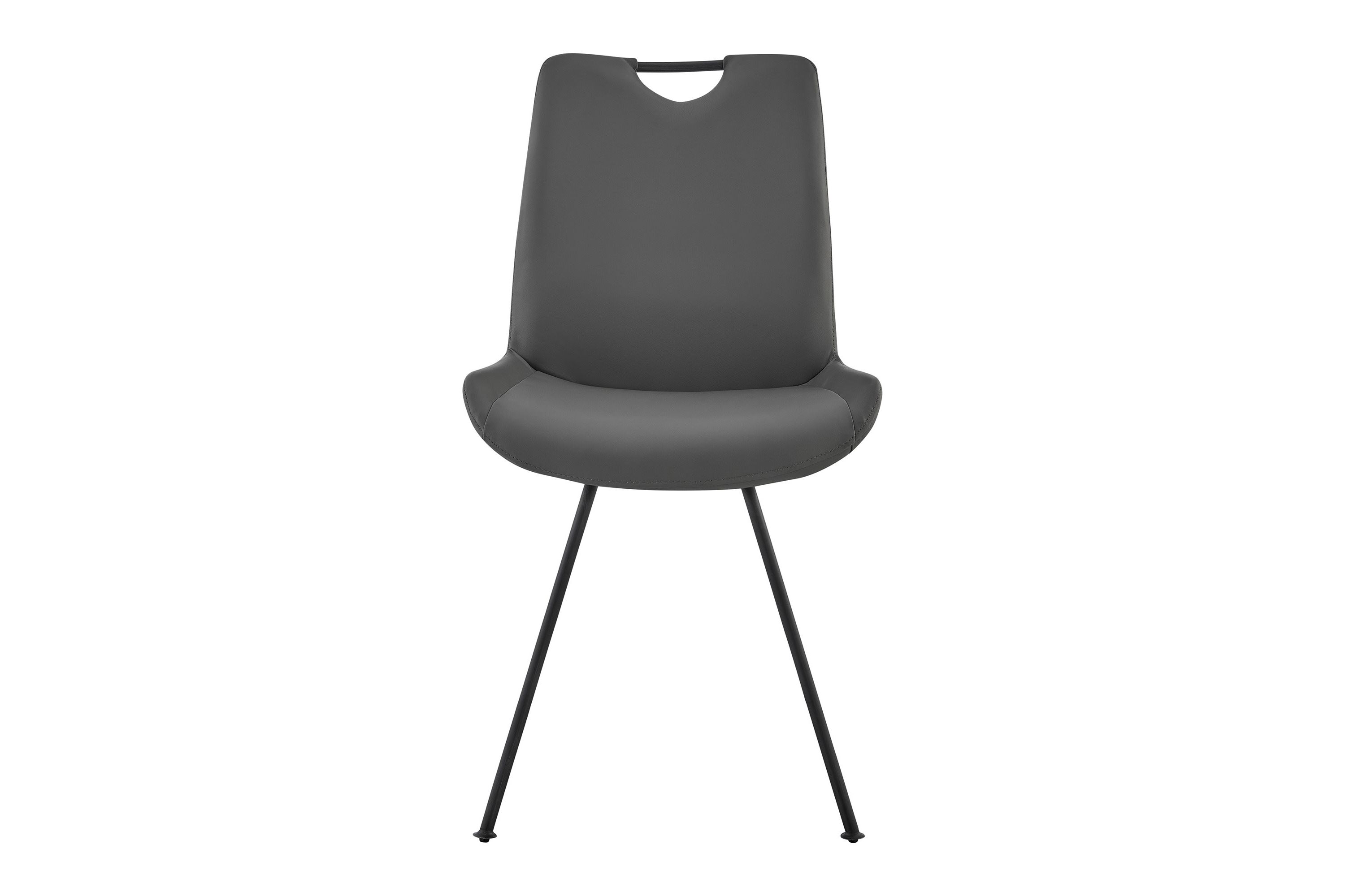 Coronado Contemporary Dining Chair in Gray Powder Coated Finish and Gray Faux Leather - Set of 2