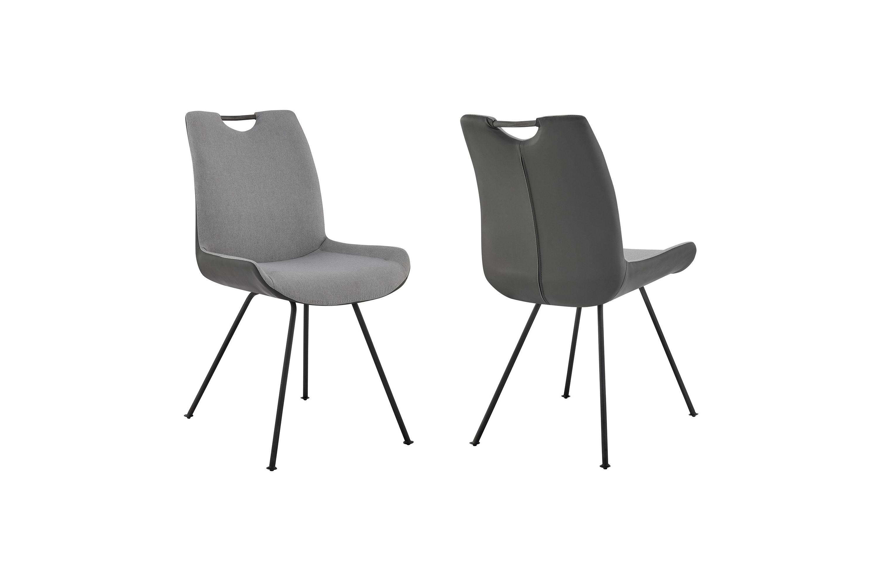 Coronado Contemporary Dining Chair in Gray Powder Coated Finish and Pewter Fabric - Set of 2