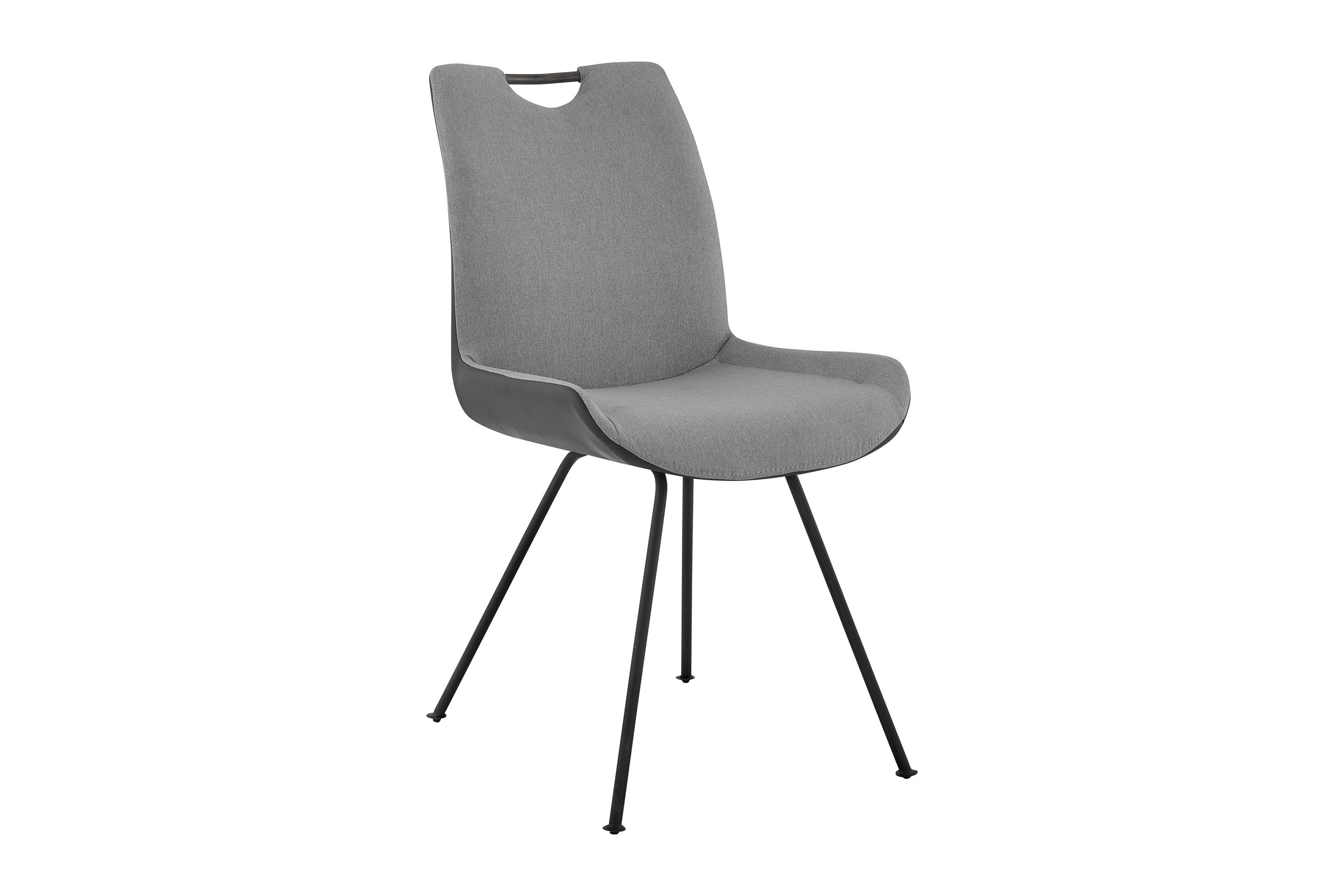 Coronado Contemporary Dining Chair in Gray Powder Coated Finish and Pewter Fabric - Set of 2